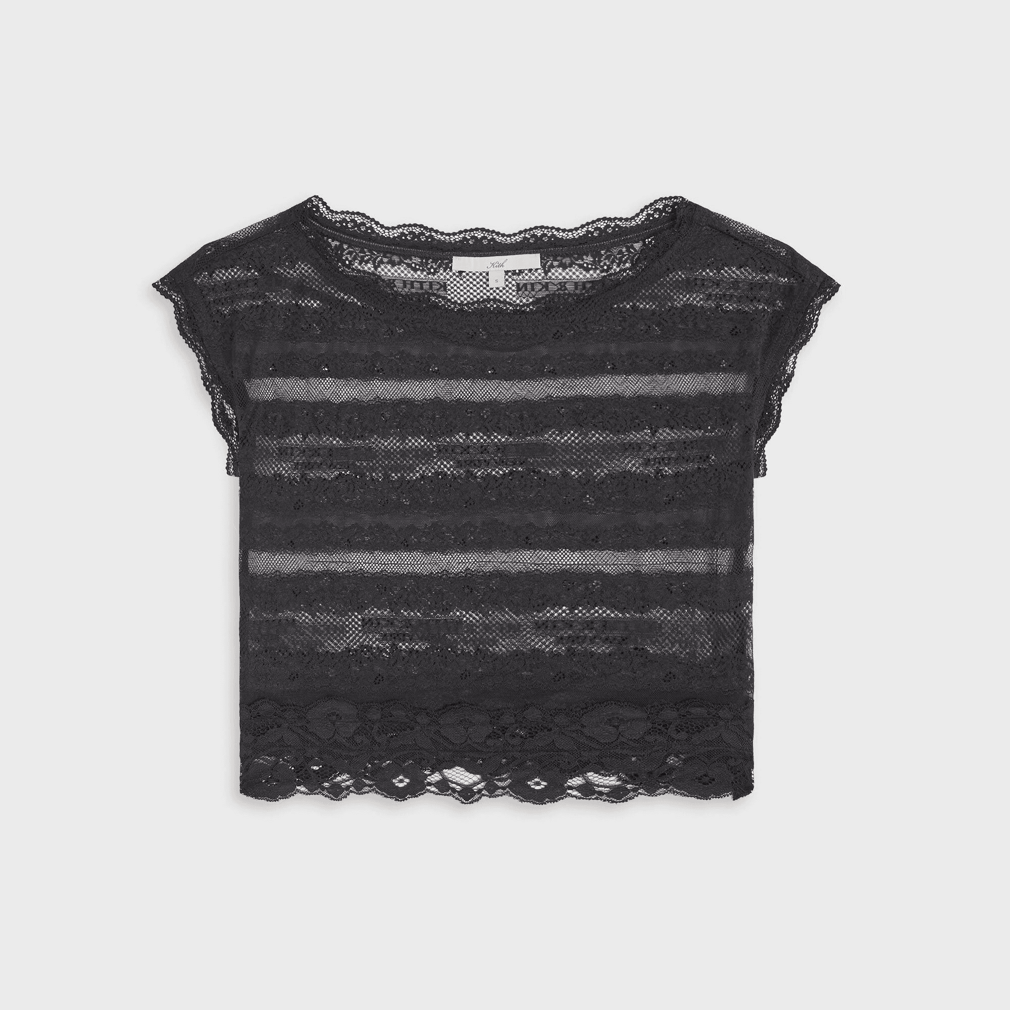 Lisa for Kith Women Cesca Logo Lace Cropped Tee - Black
