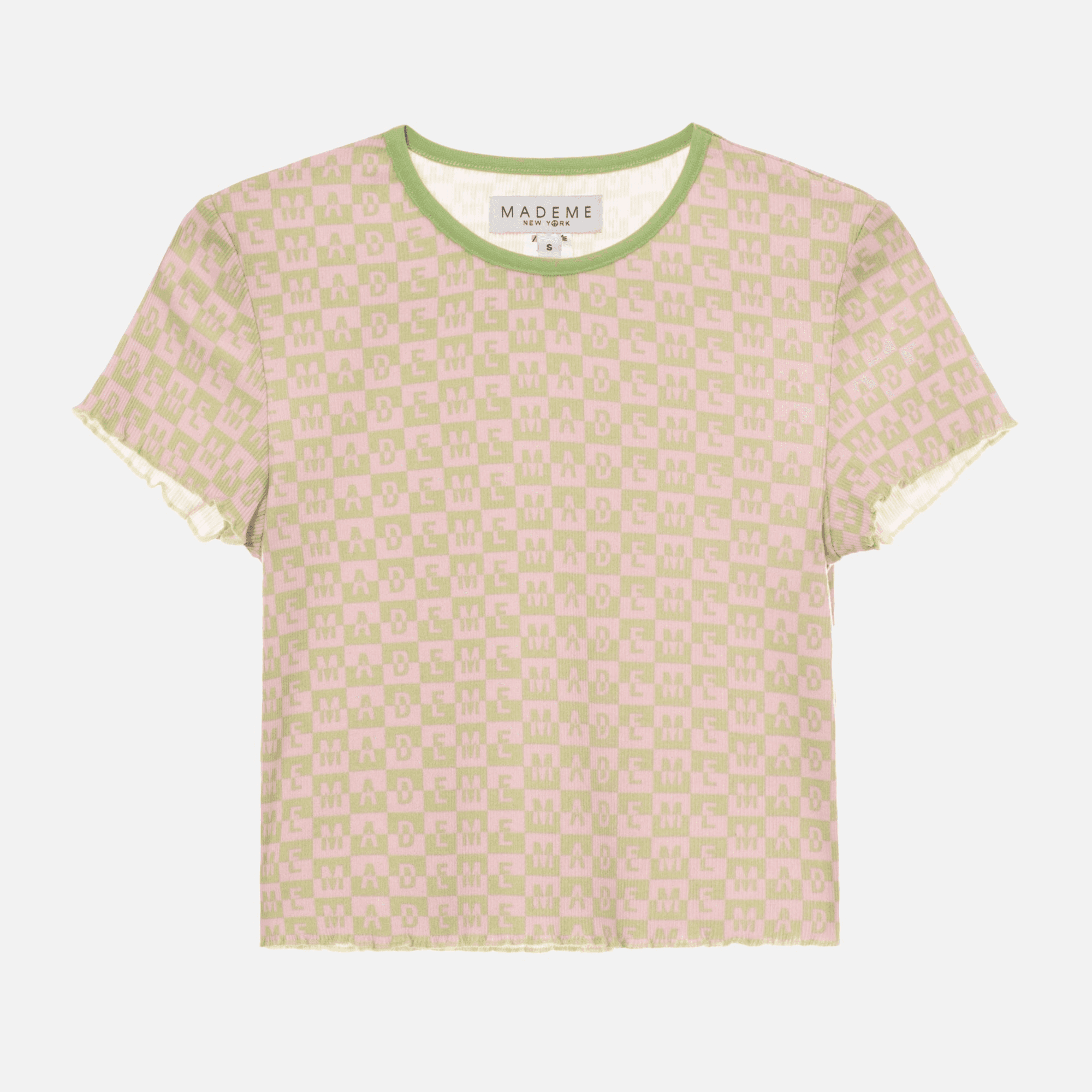 MadeMe Checkered Logo Rib Top - Pink - Image 1