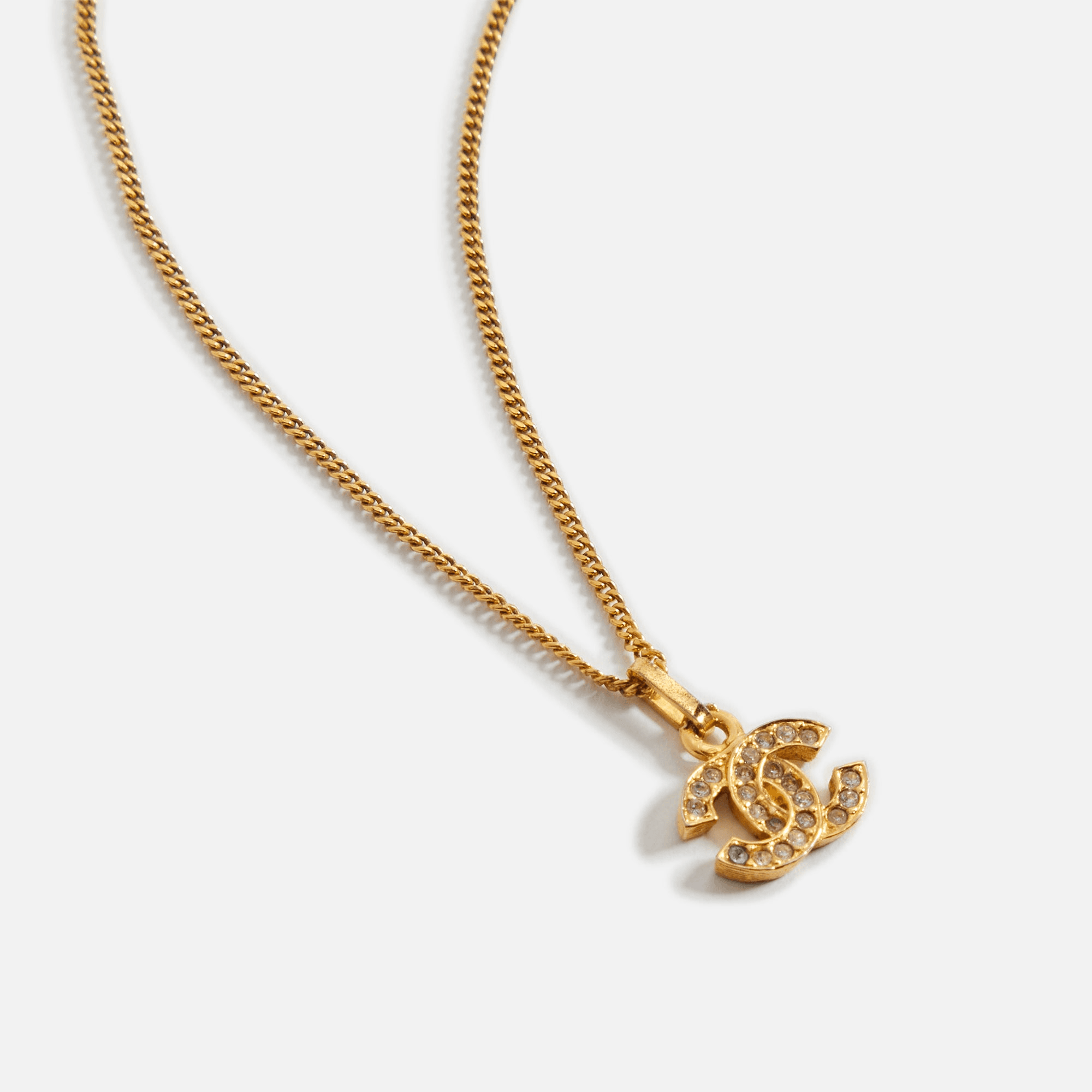 WGACA Chanel Crystal CC Necklace - Gold — Image 2