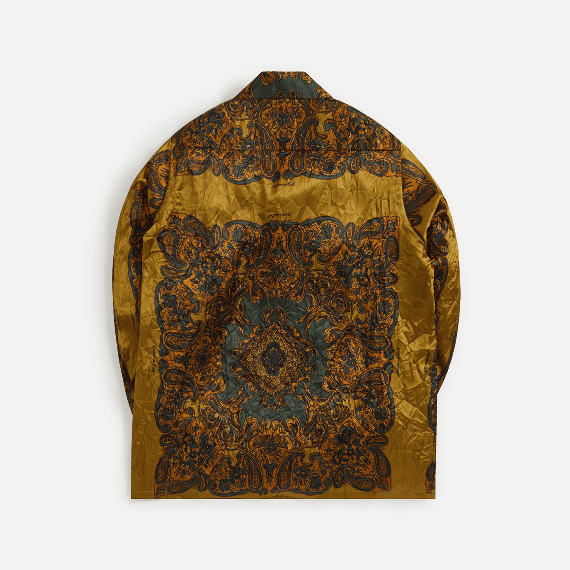 Noma Wrinkled Open Collar Shirt - Paisley Olive — Image 2