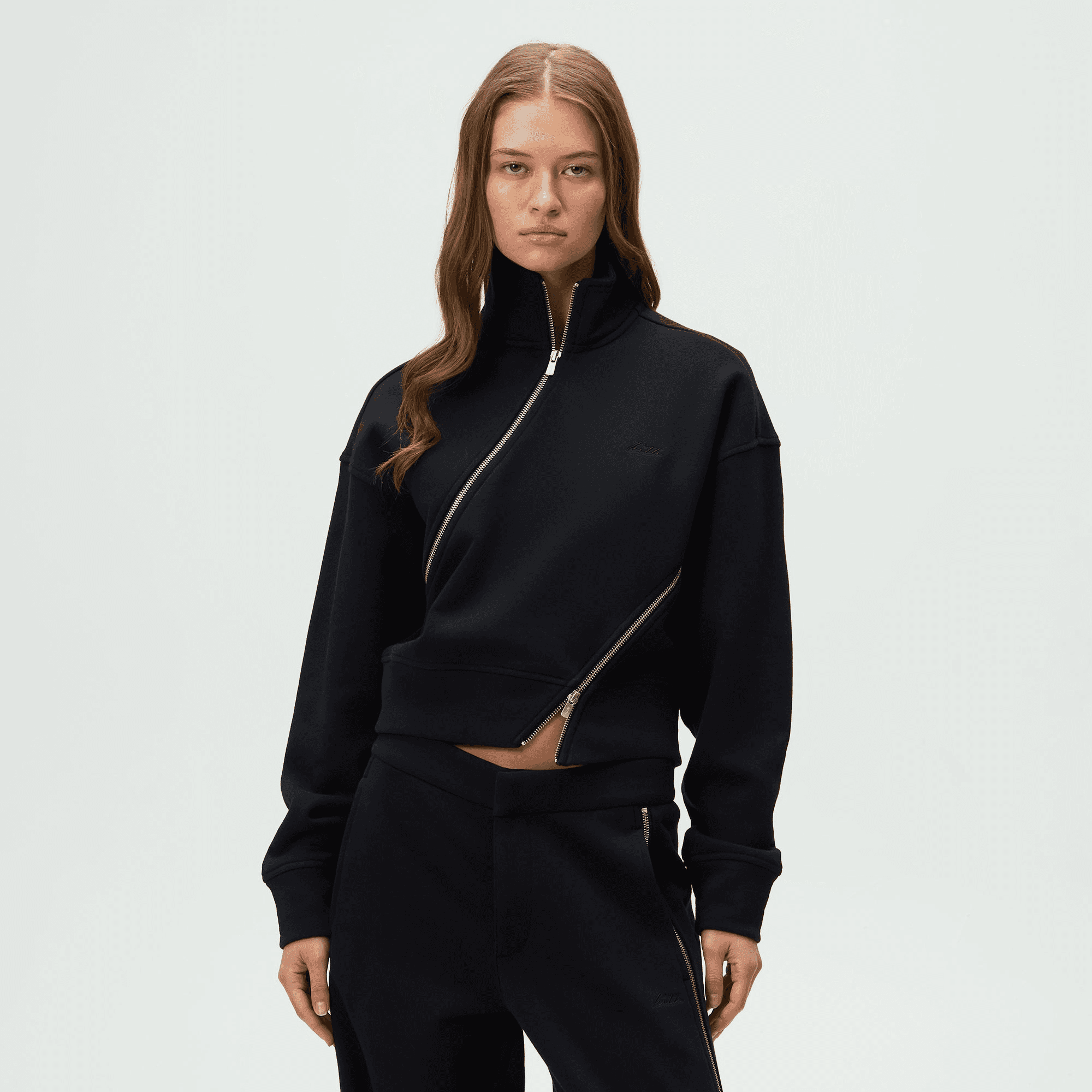 Kith Women Walden Fleece Asymmetrical Quarter Zip - Black — Image 4