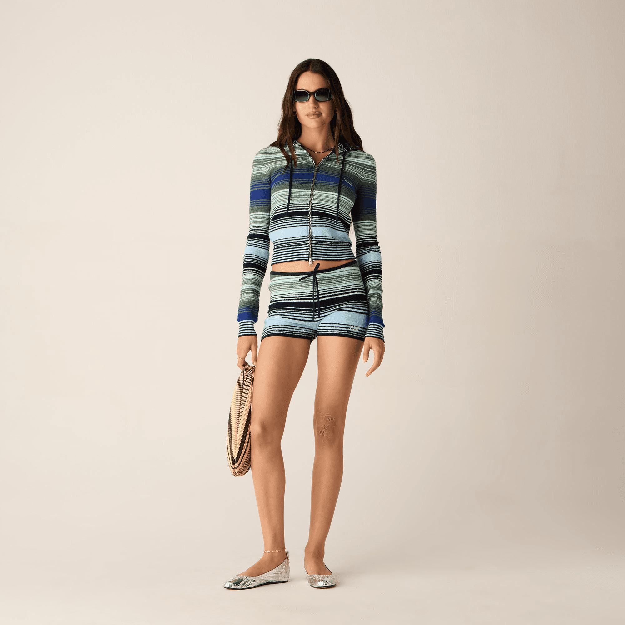 Kith Women Adley Shrunken Multi Sweater Hoodie - Celeste — Image 7