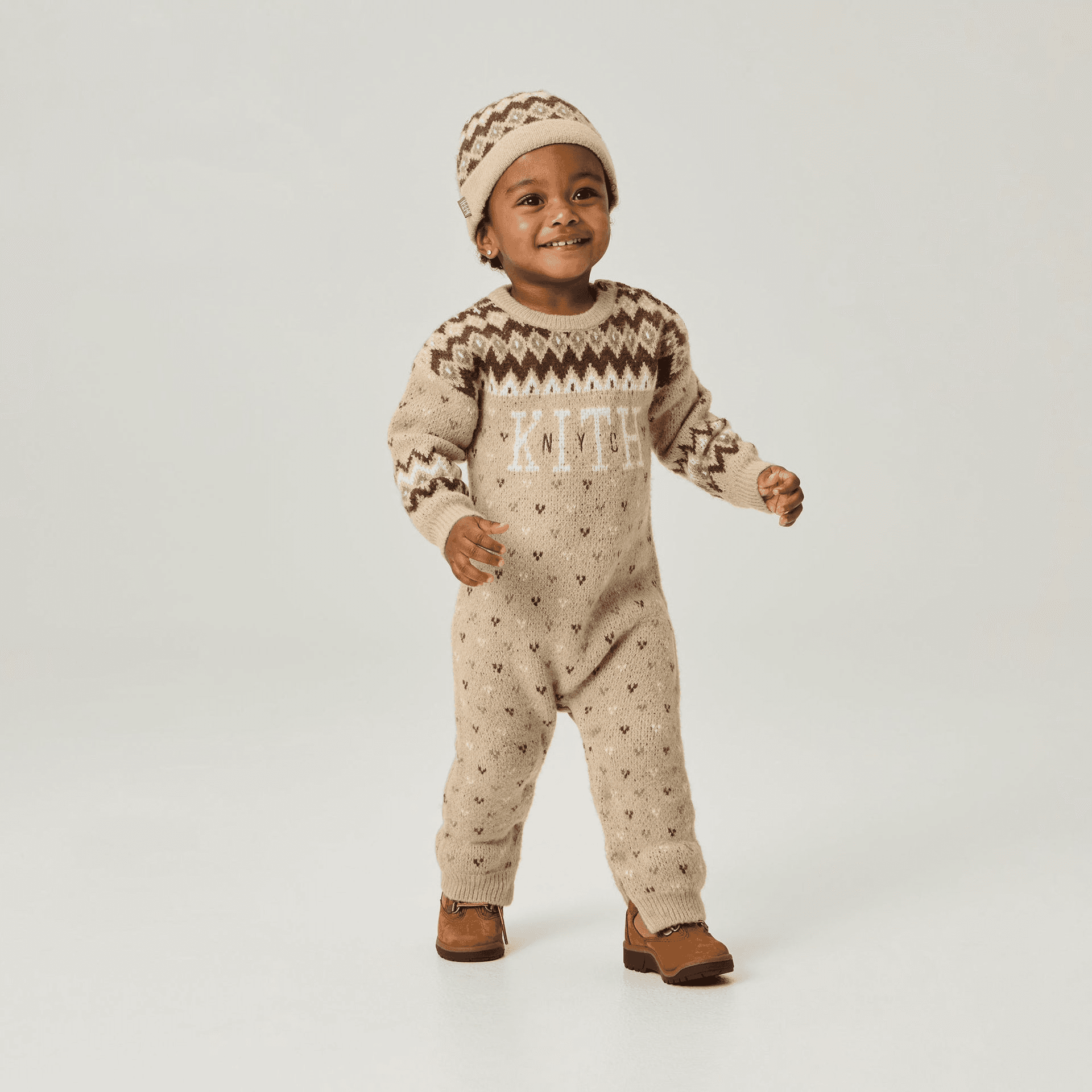 Kith Baby Novelty Fair Isle Sweater Coverall Set - Mocha Heather — Image 2