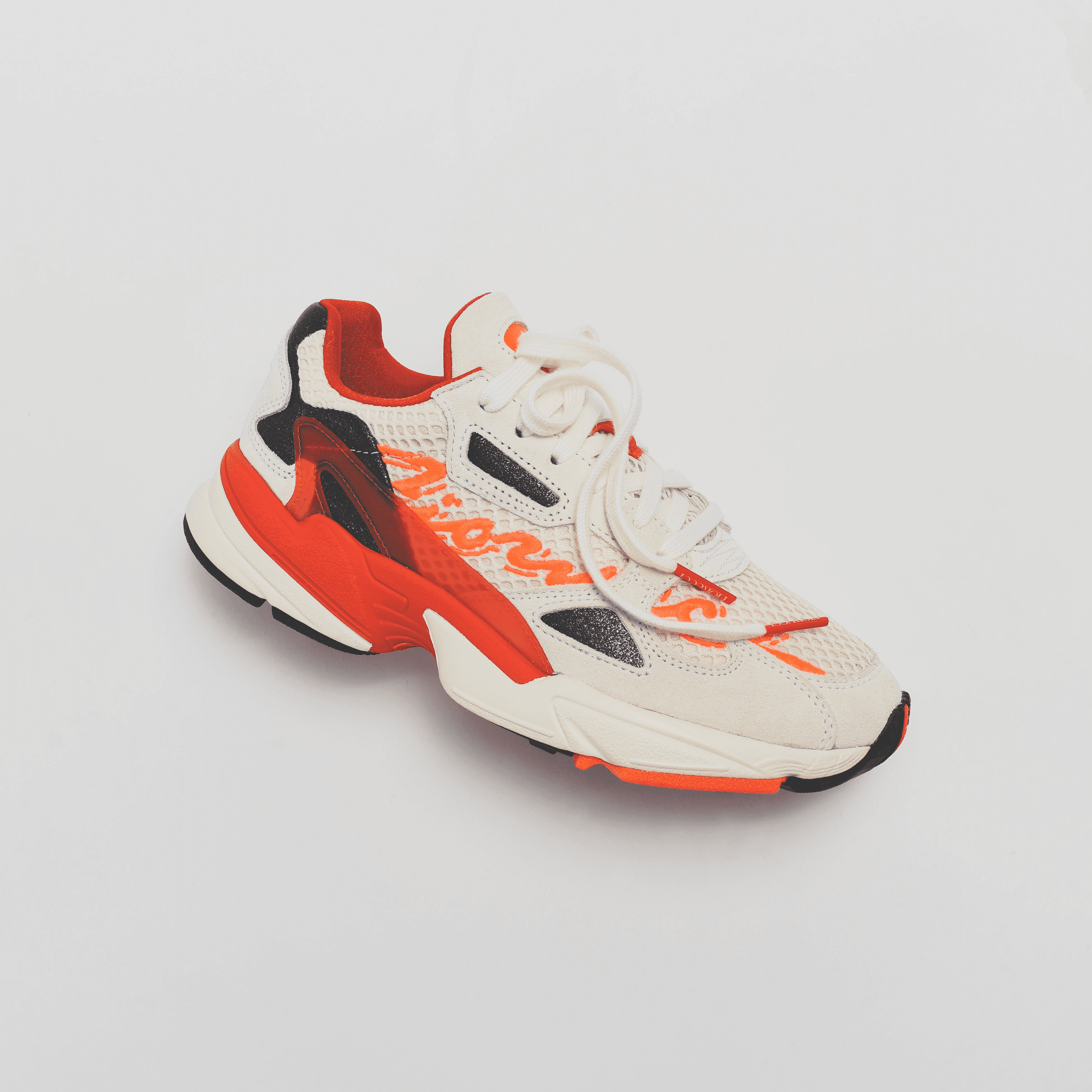 adidas Consortium x Fiorucci WMNS Falcon - Off White / Red / Neon Solar Orange — Image 2