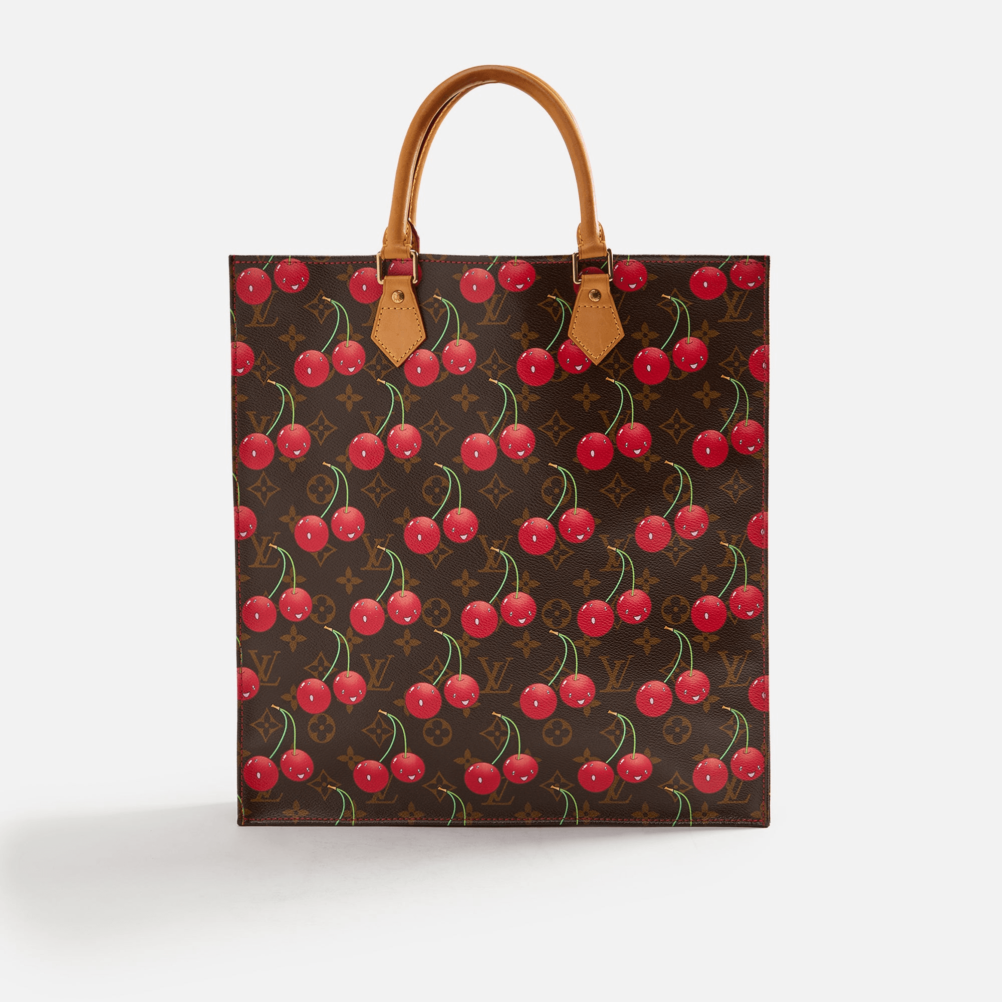WGACA Louis Vuitton Brown Murakami Cherry Sac Plat - Brown / Red — Image 2