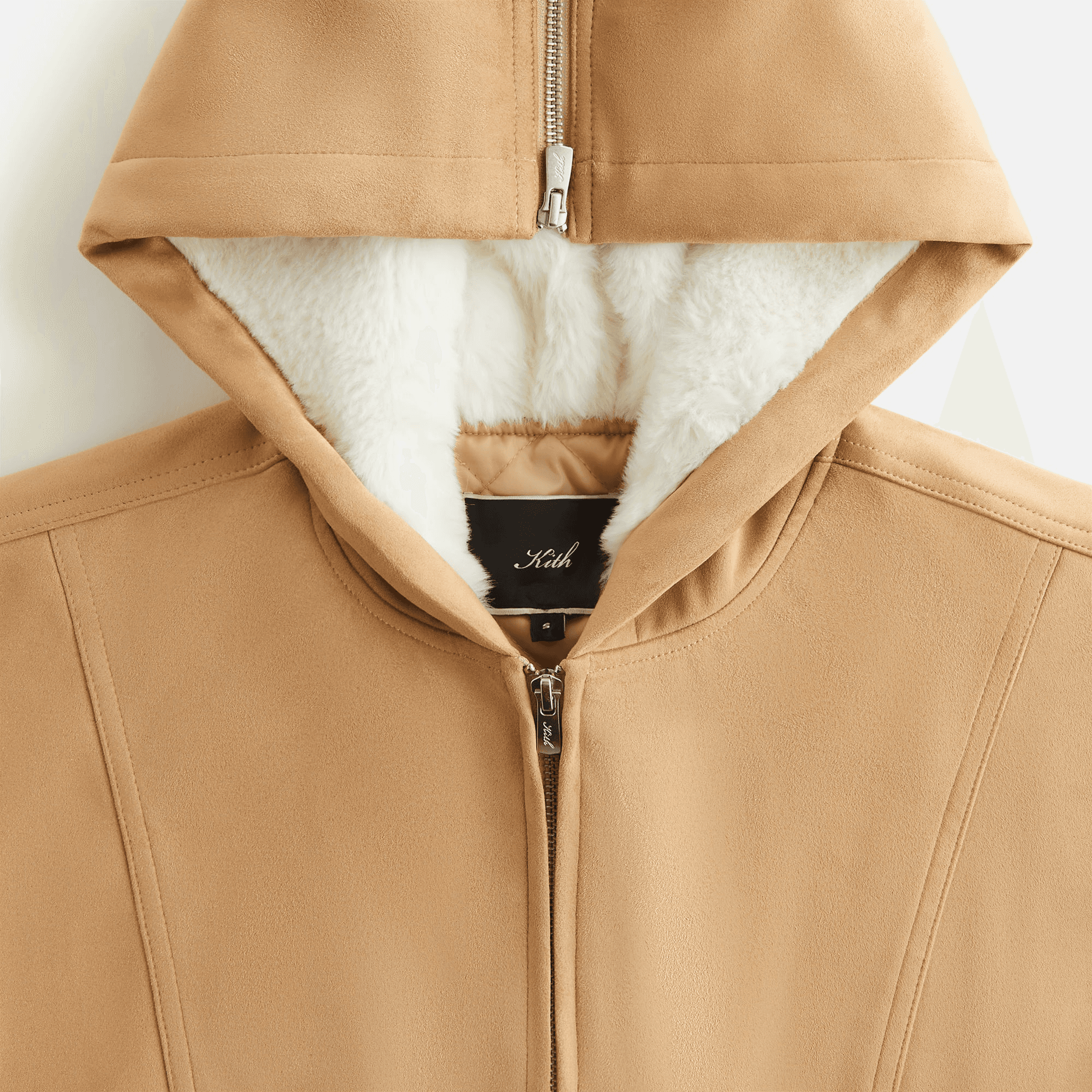 Kith Women Nylas Microsuede Zip Hooded Bomber - Birch — Image 5
