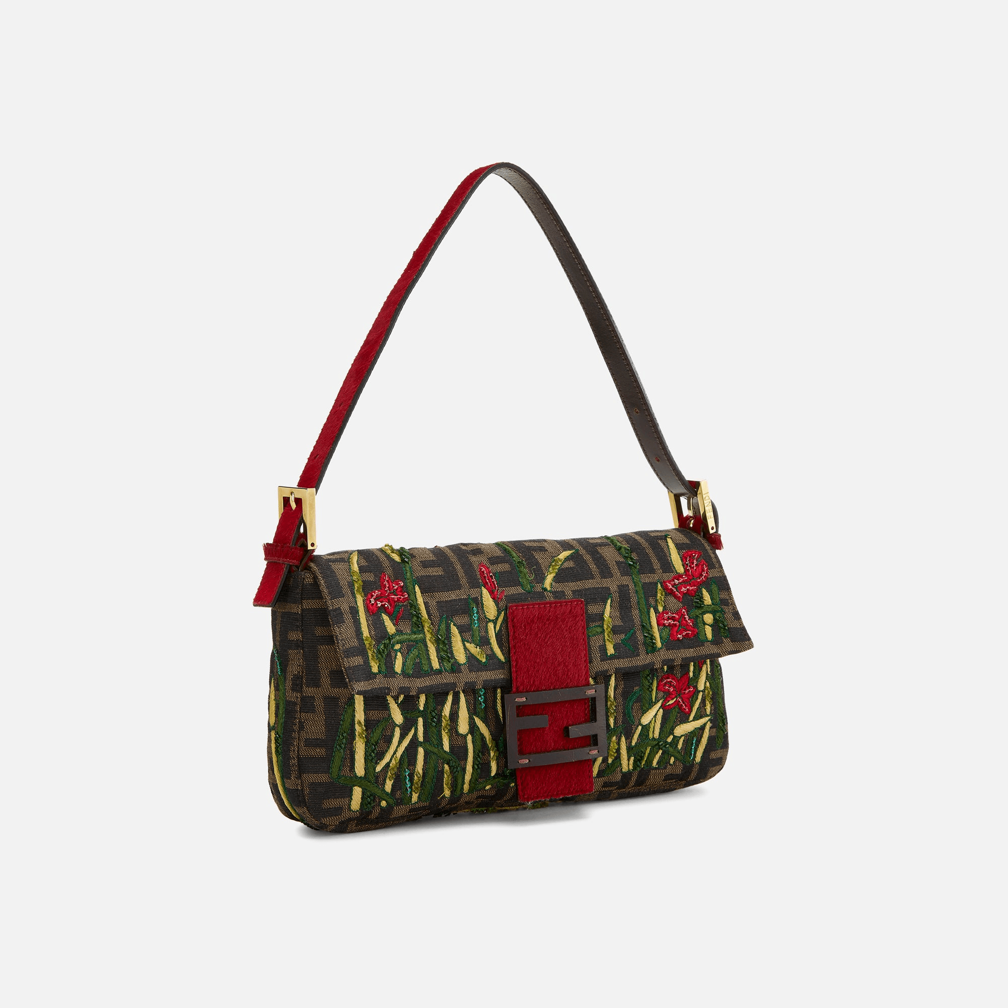 WGACA Fendi Embroidered Baguette - Red — Image 4