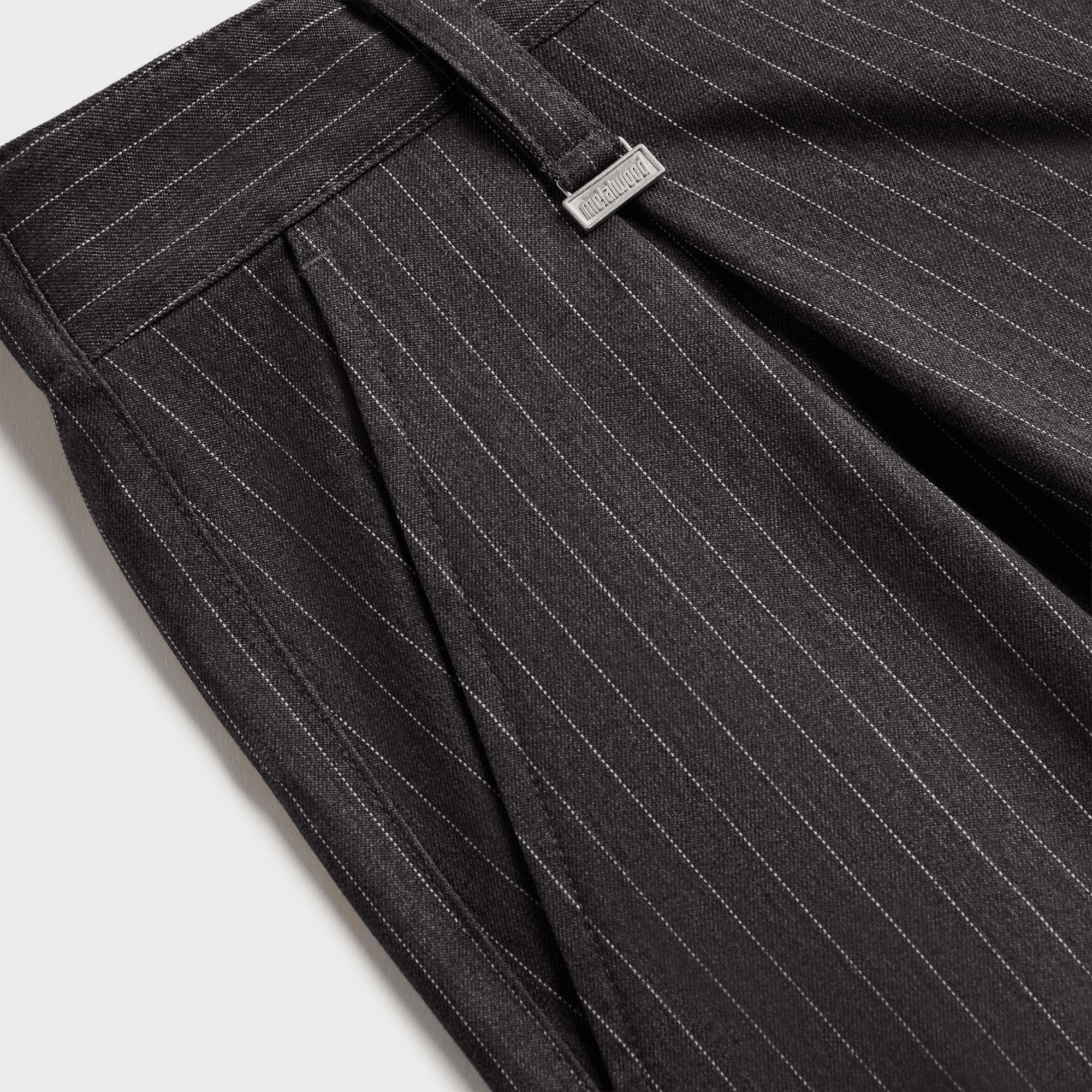 Metalwood Elastic Waist Baggy Pant - Grey Pinstripe — Image 2