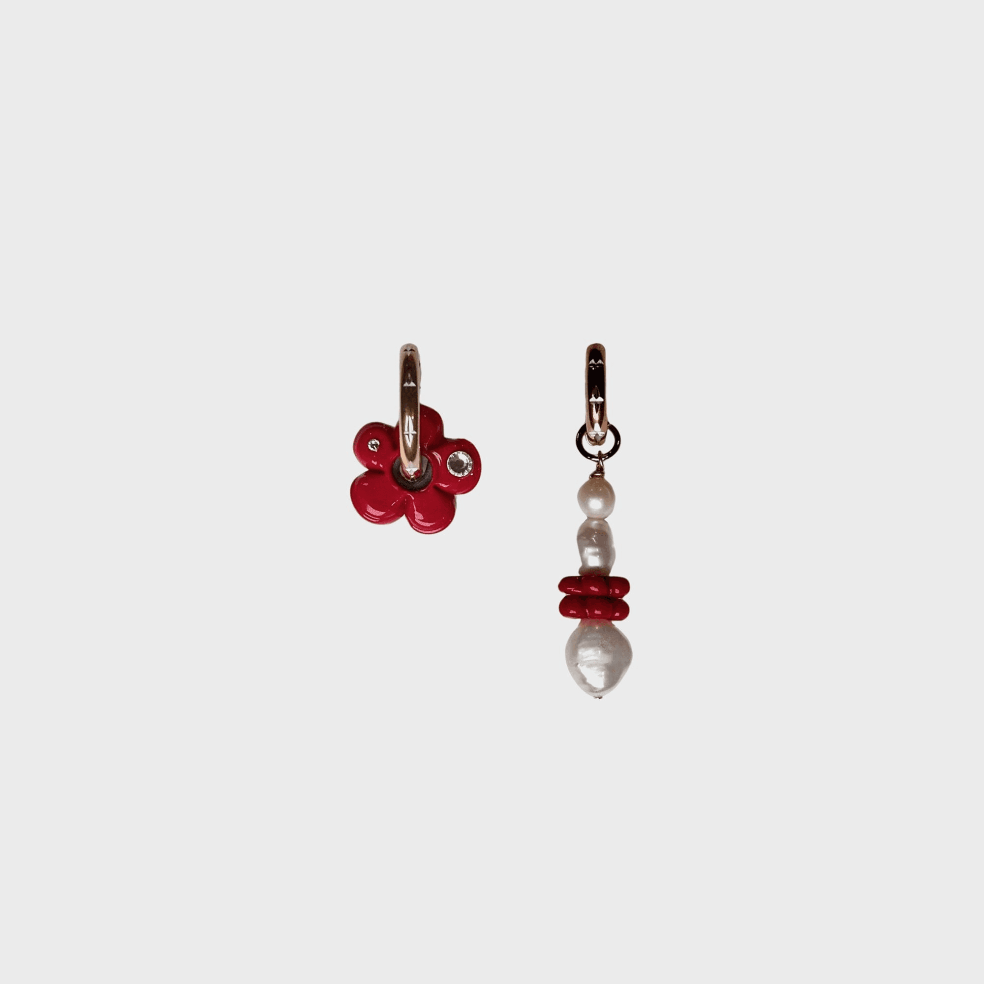 Notte Lucky Wildflower Pearly Earrings - Red - Image 1