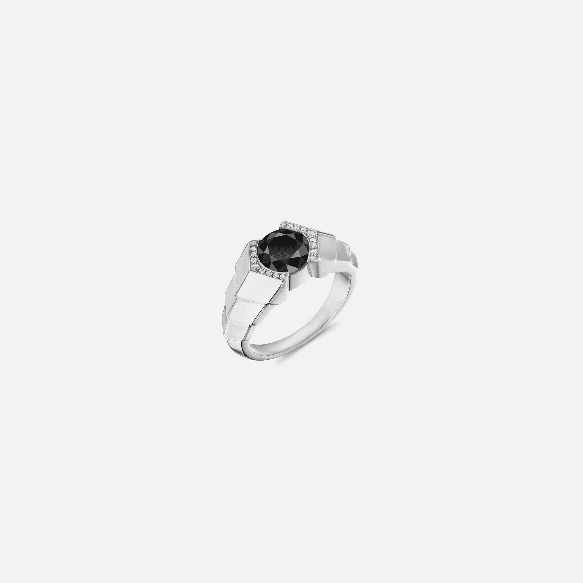 VL Cepher Arris Ring in Sterling Silver with Black Diamond and Diamond - Silver / Black