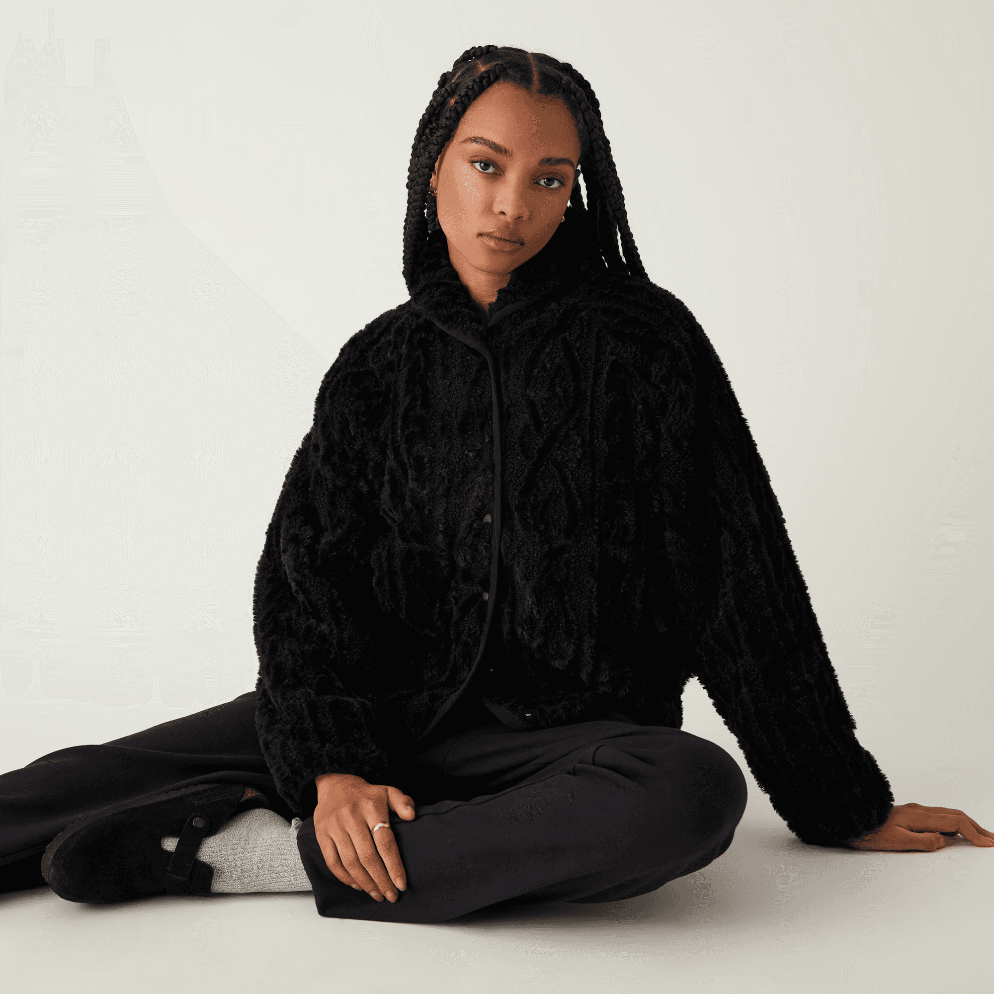 Kith Women Grayson Cable Sherpa Jacket - Black — Image 5