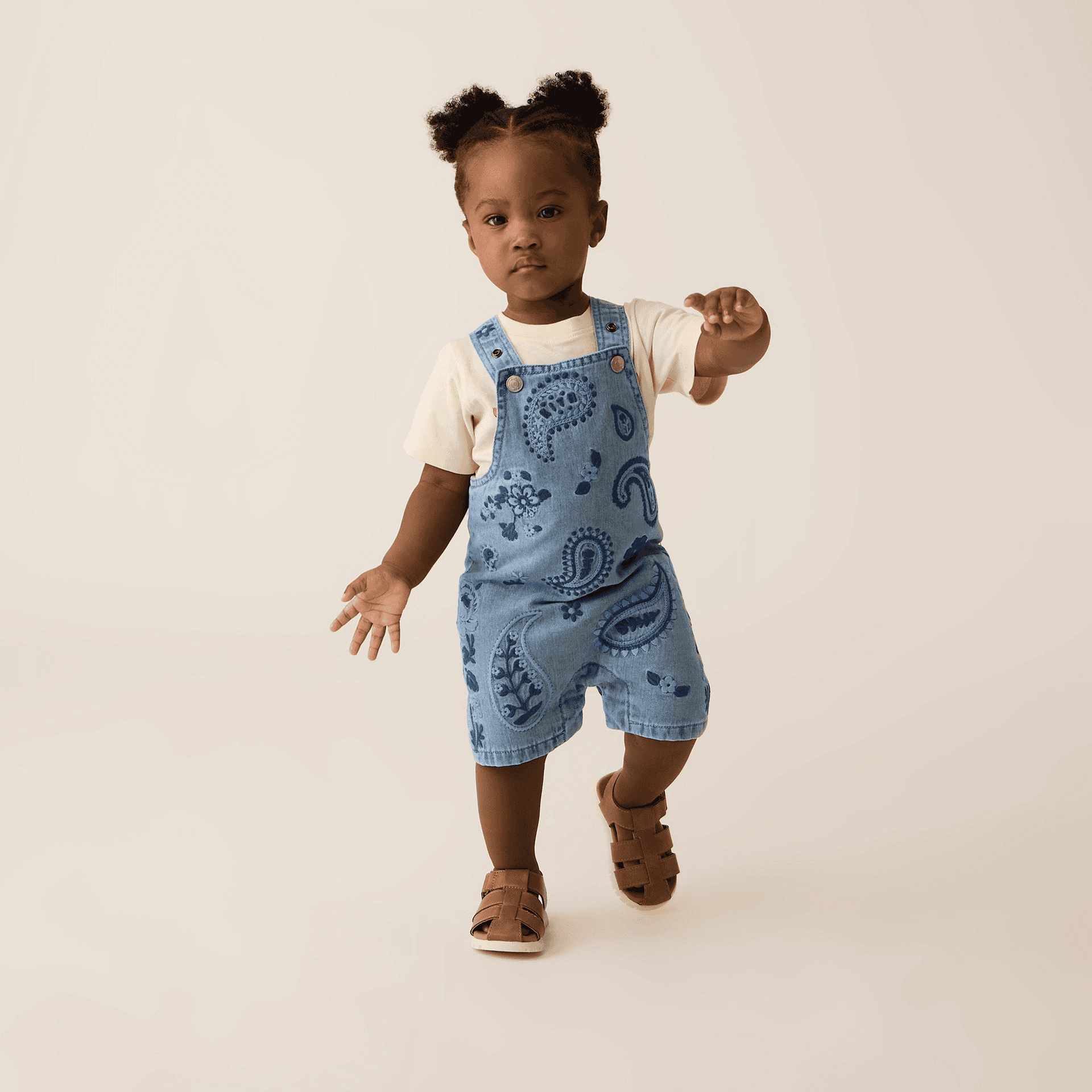 Kith Baby Kith Baby Floral Paisley Chambray Shortall - Kent Light Wash — Image 5