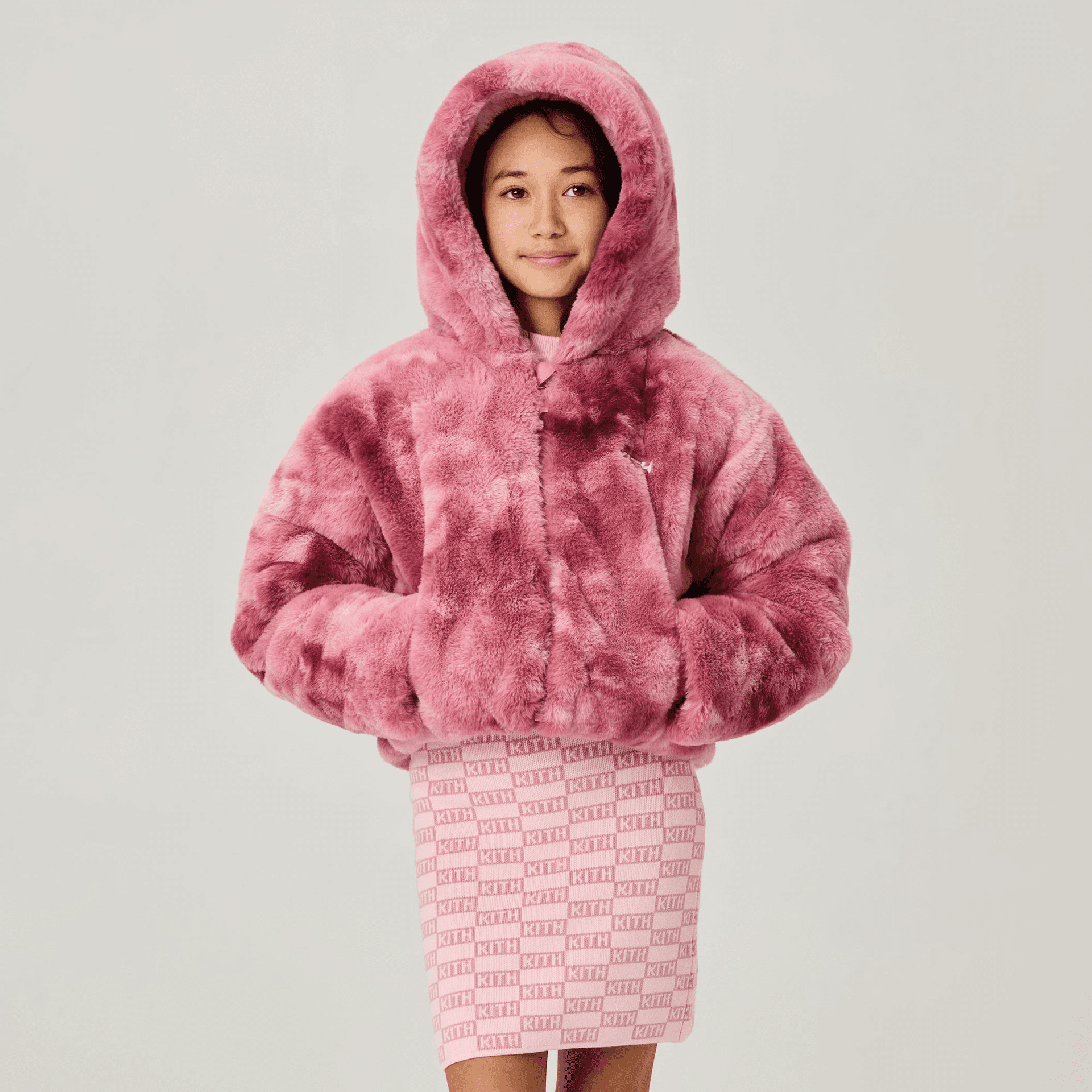 Kith Kids Cropped Faux Fur Hooded Puffer Jacket - Affection — Image 4