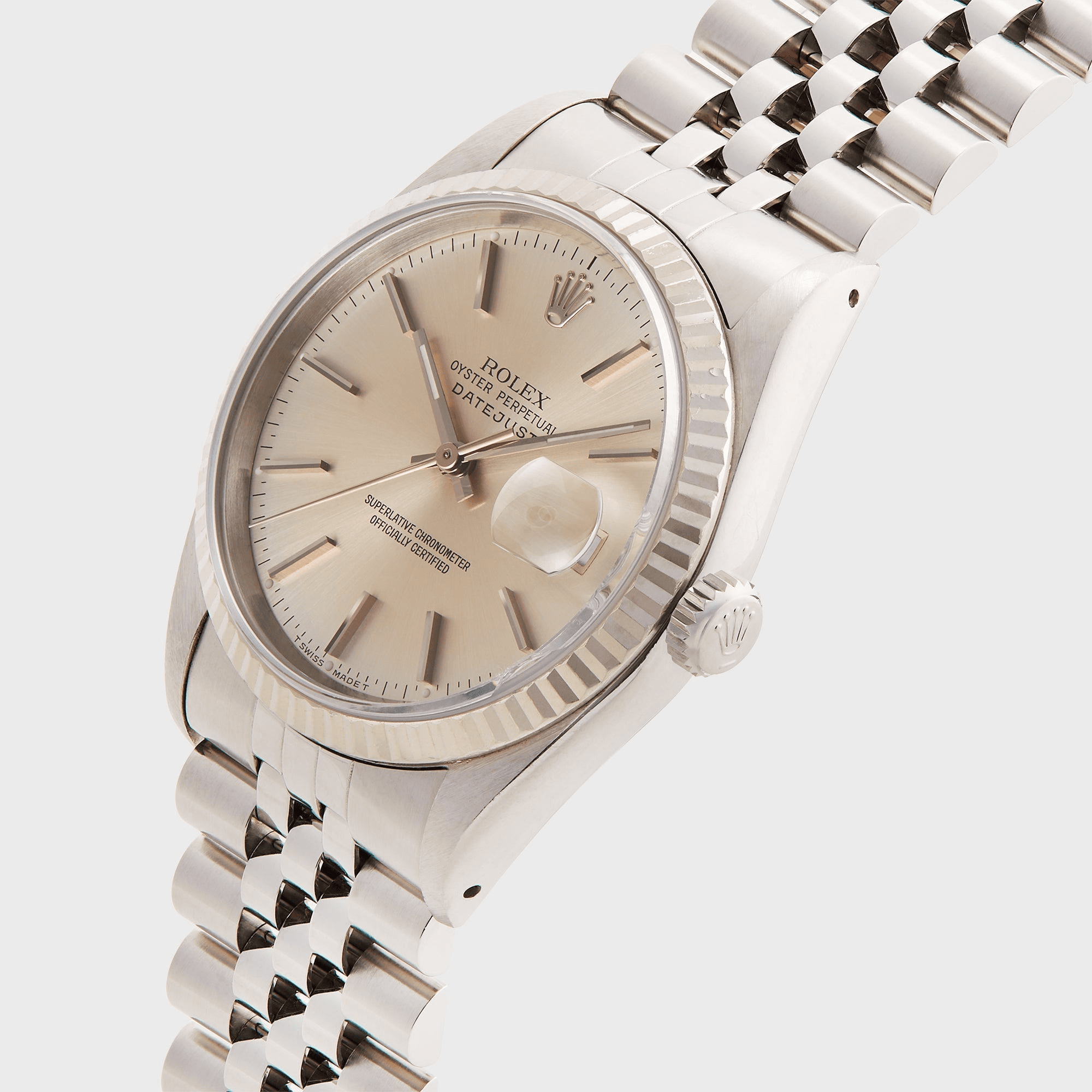Wind Vintage Rolex Datejust Reference 16234 Unpolished Silver Dial - Silver — Image 3