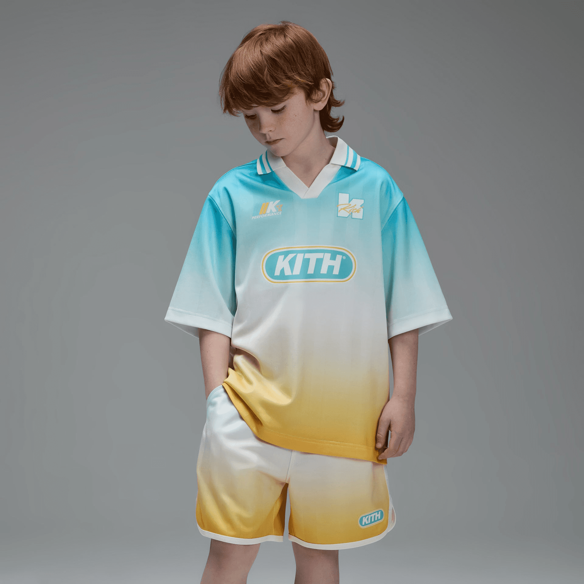 Kith Kids Gradient Soccer Polo - Dusty Aqua — Image 5