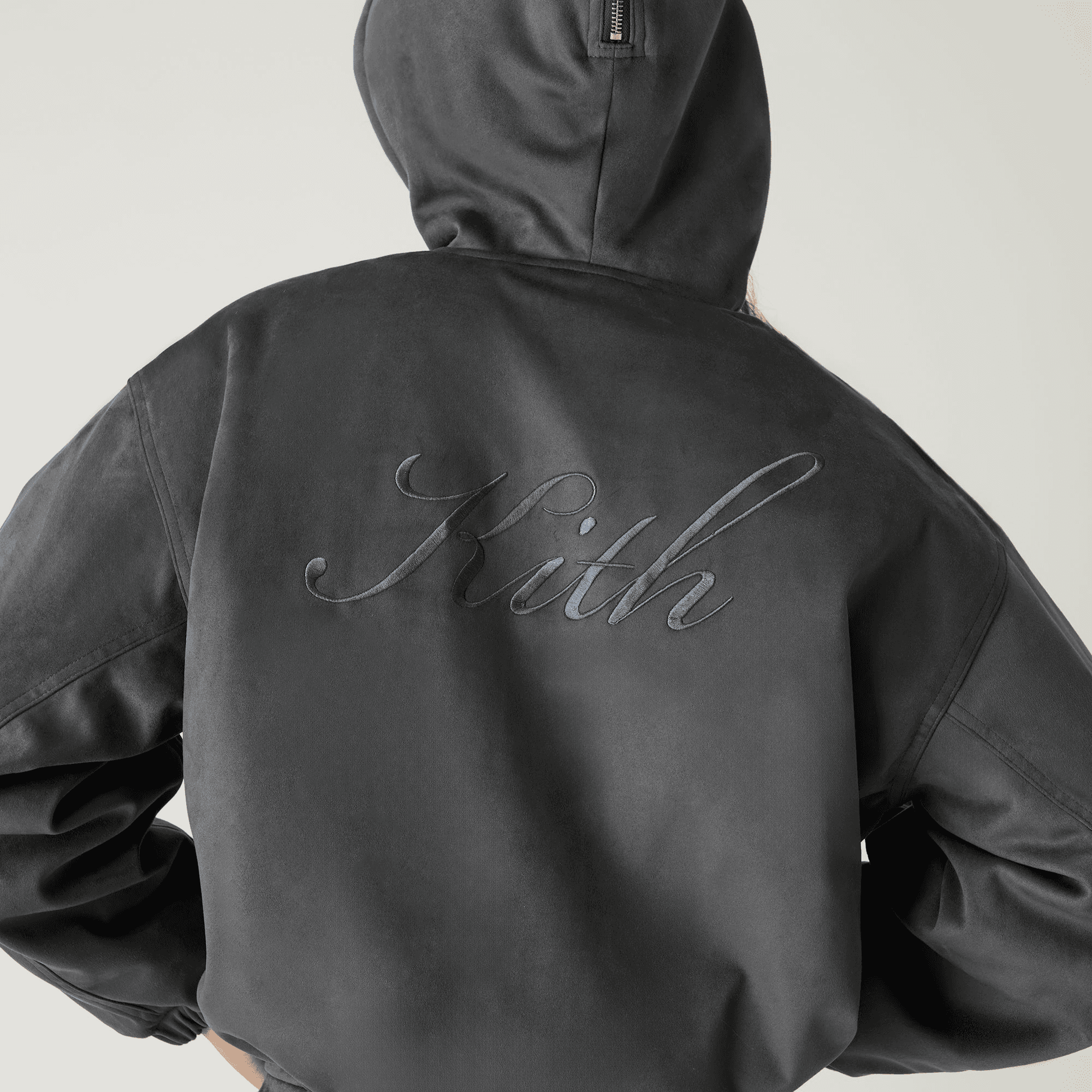 Kith Women Nylas Microsuede Zip Hooded Bomber - Asteroid — Image 6
