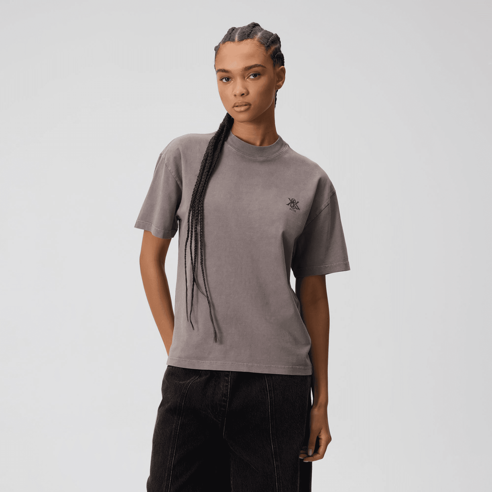 Kith Women Mockneck Vintage Sueded Tee - Thunder — Image 4