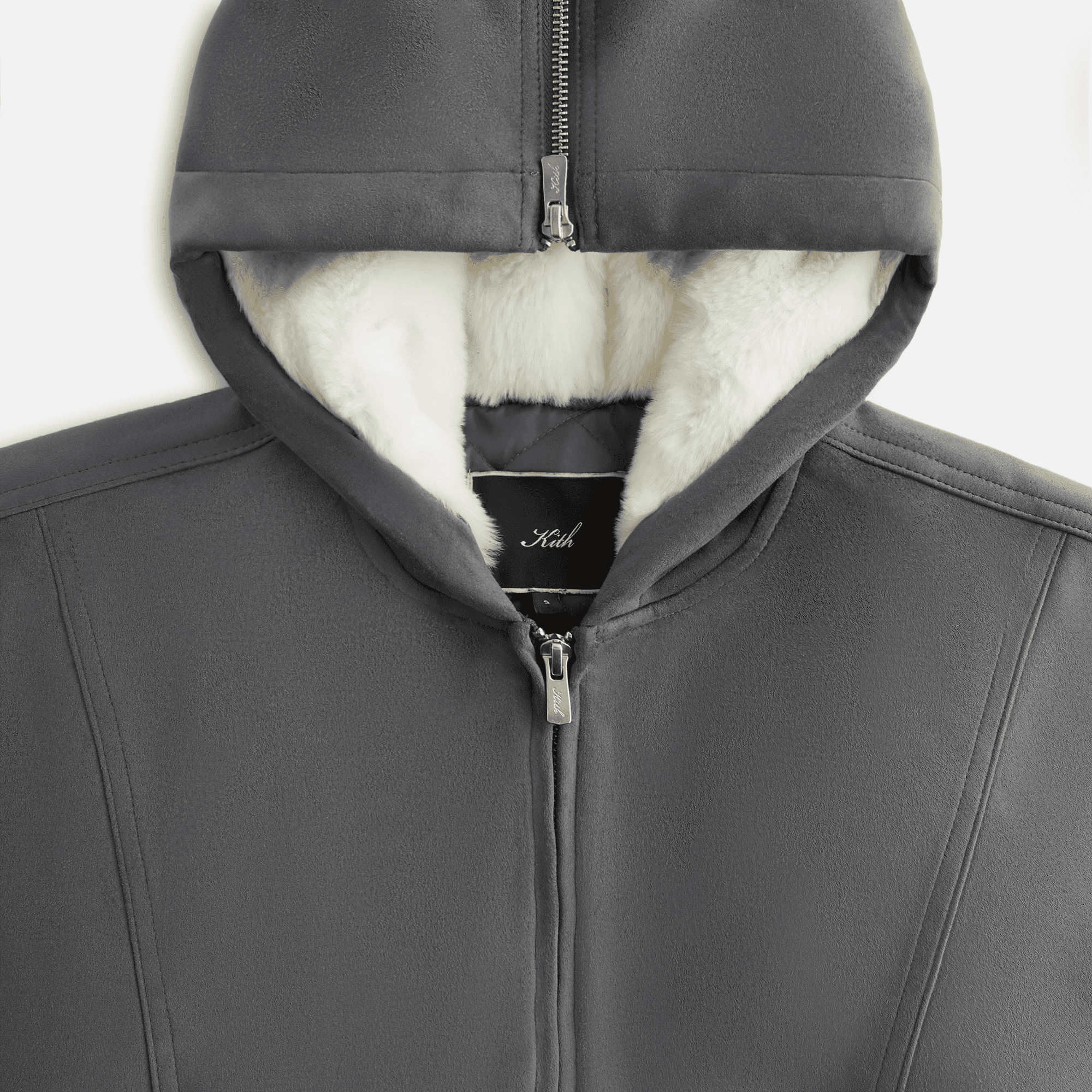 Kith Women Nylas Microsuede Zip Hooded Bomber - Asteroid — Image 5