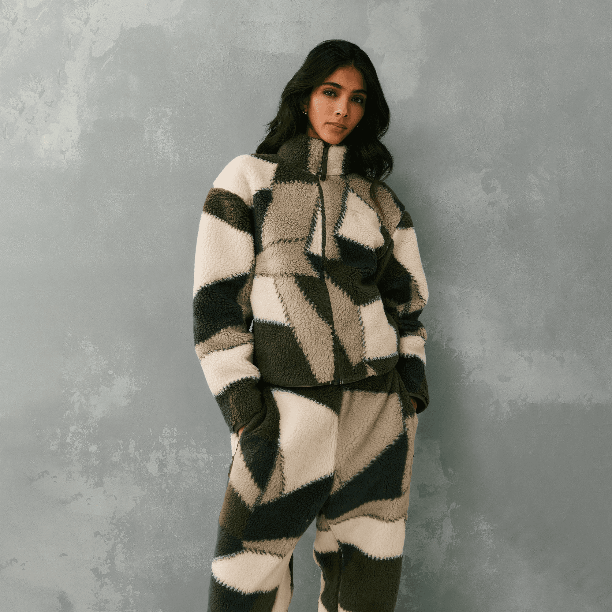 Kith Women Waverly II Patchwork Fleece Jacket - Plaster — Image 5