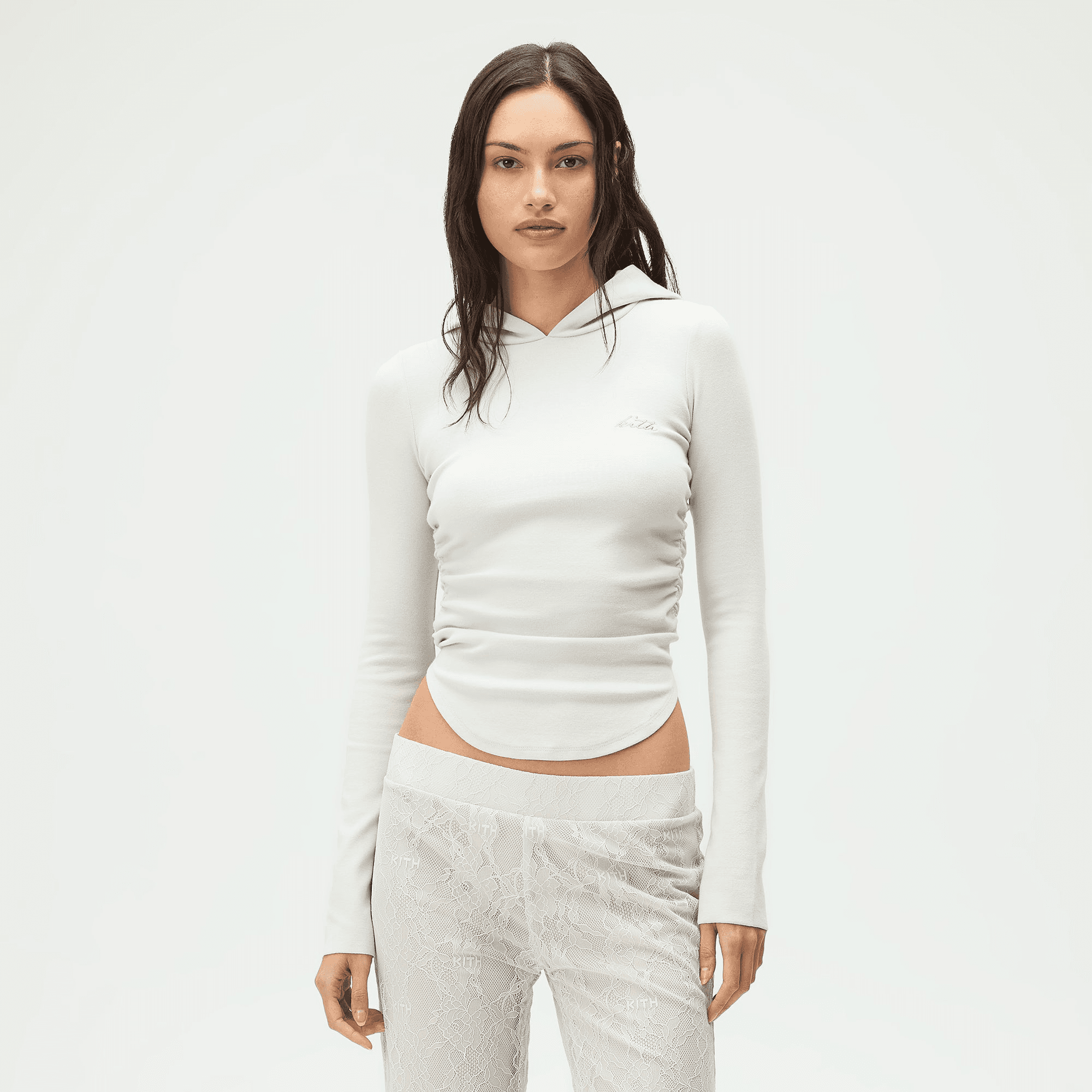 Lisa for Kith Women Sofi Ruched Hoodie - Tin — Image 4