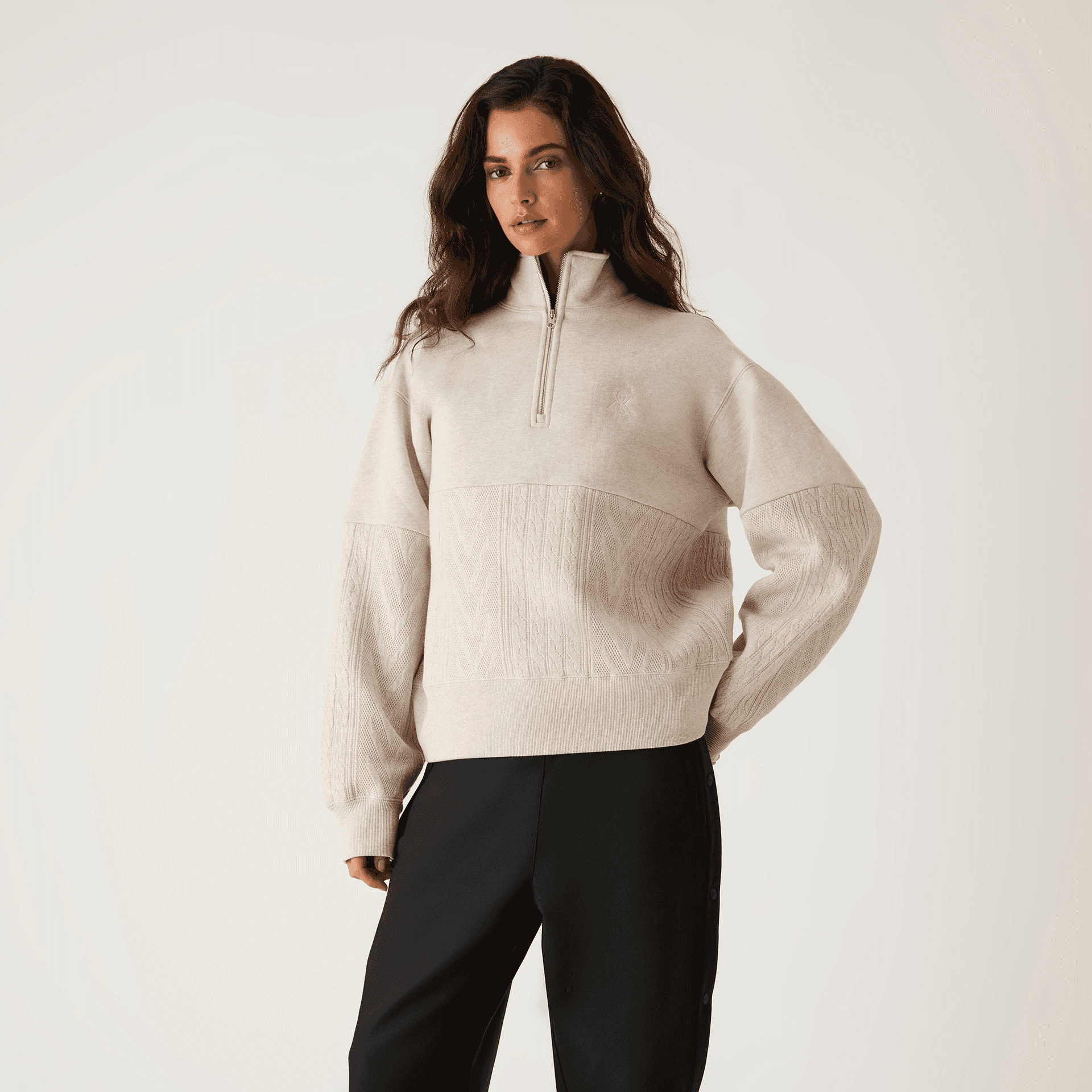 Kith Women Hunter Cable Panelled Quarter Zip - Sandy Heather — Image 5