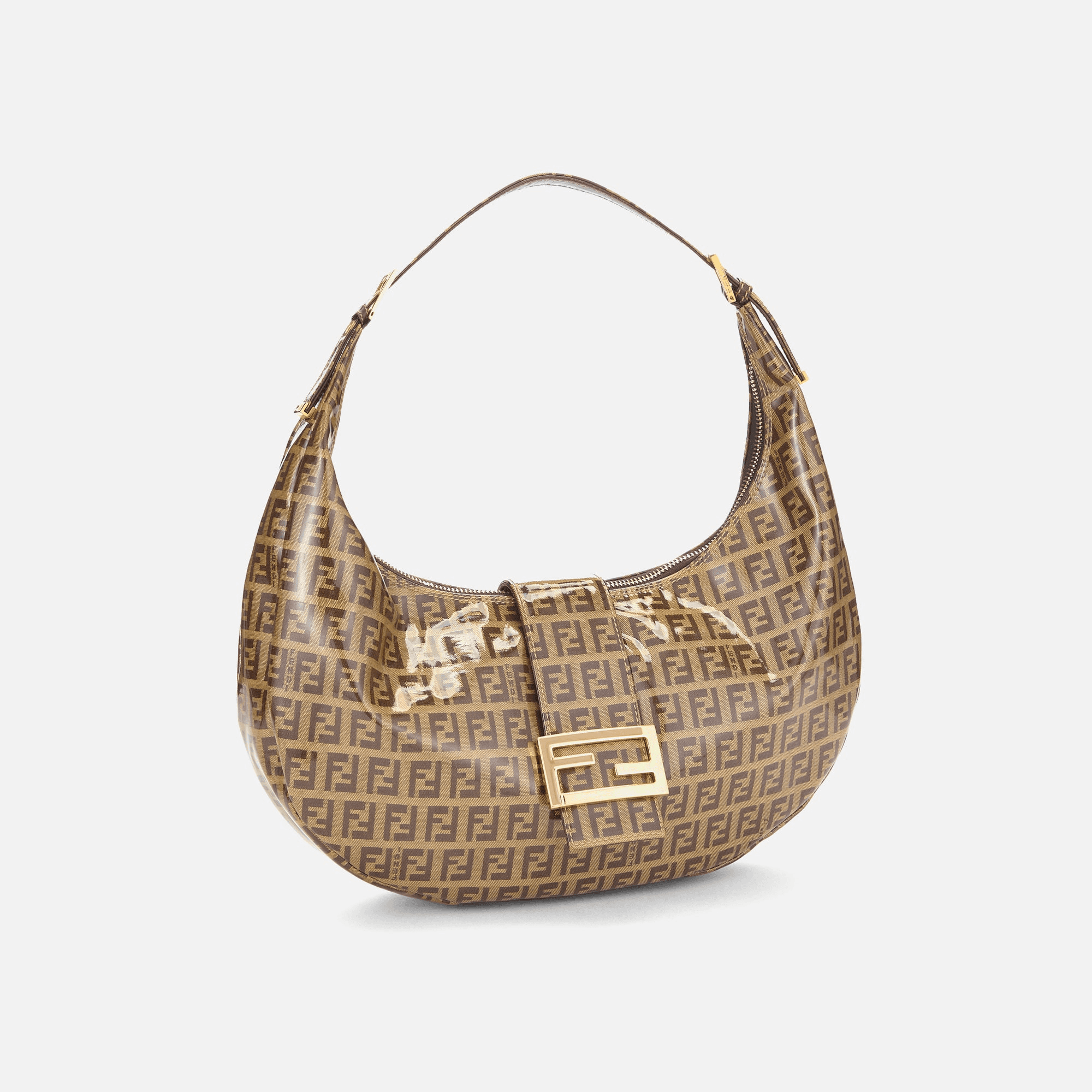 WGACA Fendi Brown Vinyl Crescent Moon Hobo Small - Brown — Image 2