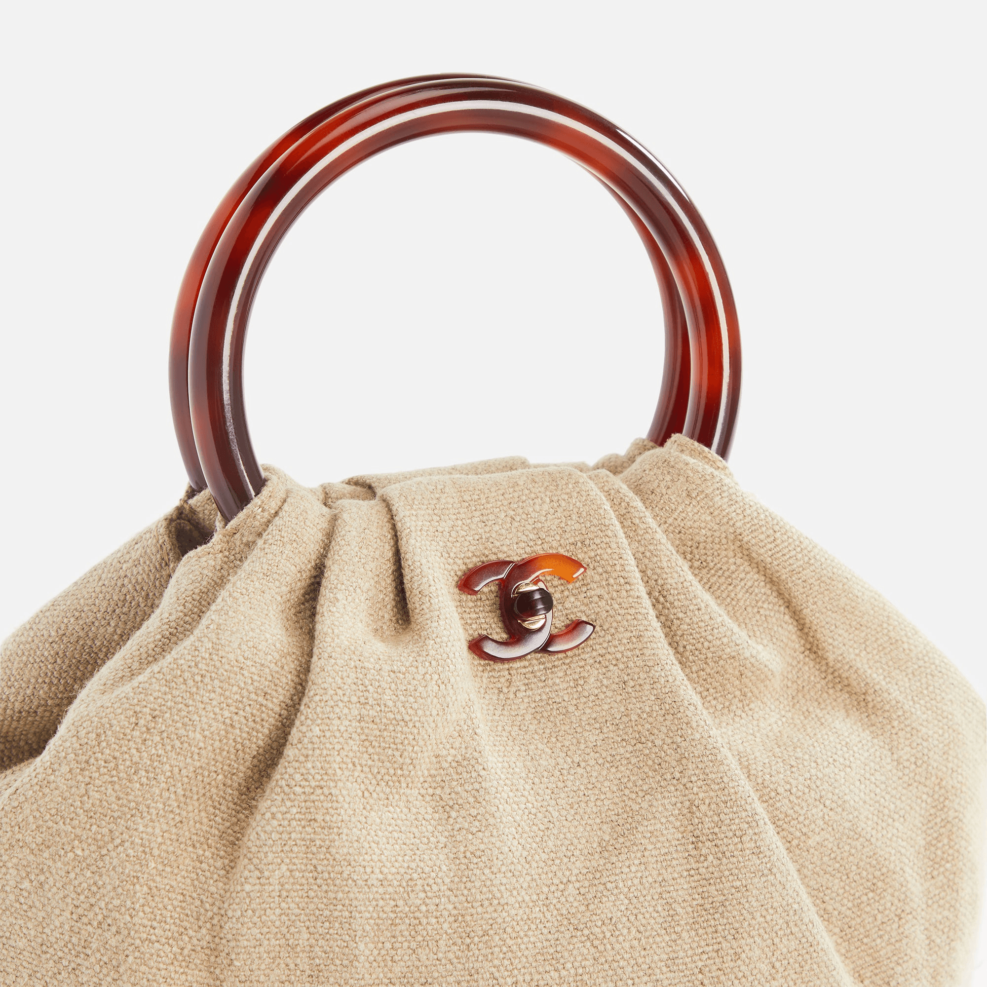 WGACA Chanel Linen Handbag - Beige — Image 2