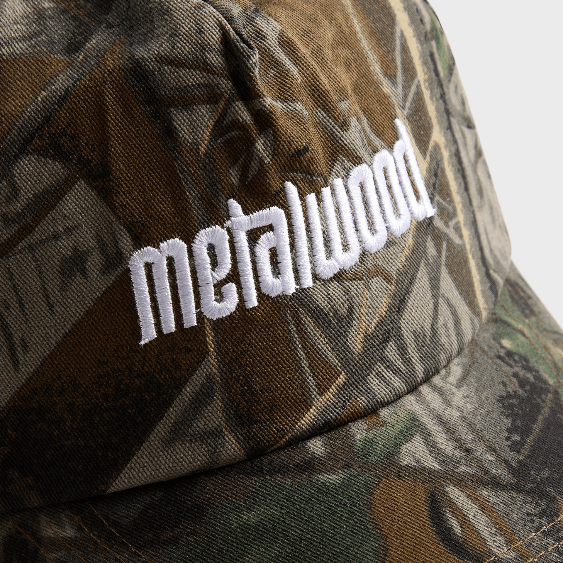 Metalwood Metal Logo 5 Panel Cap - Real Leaf Camo — Image 2