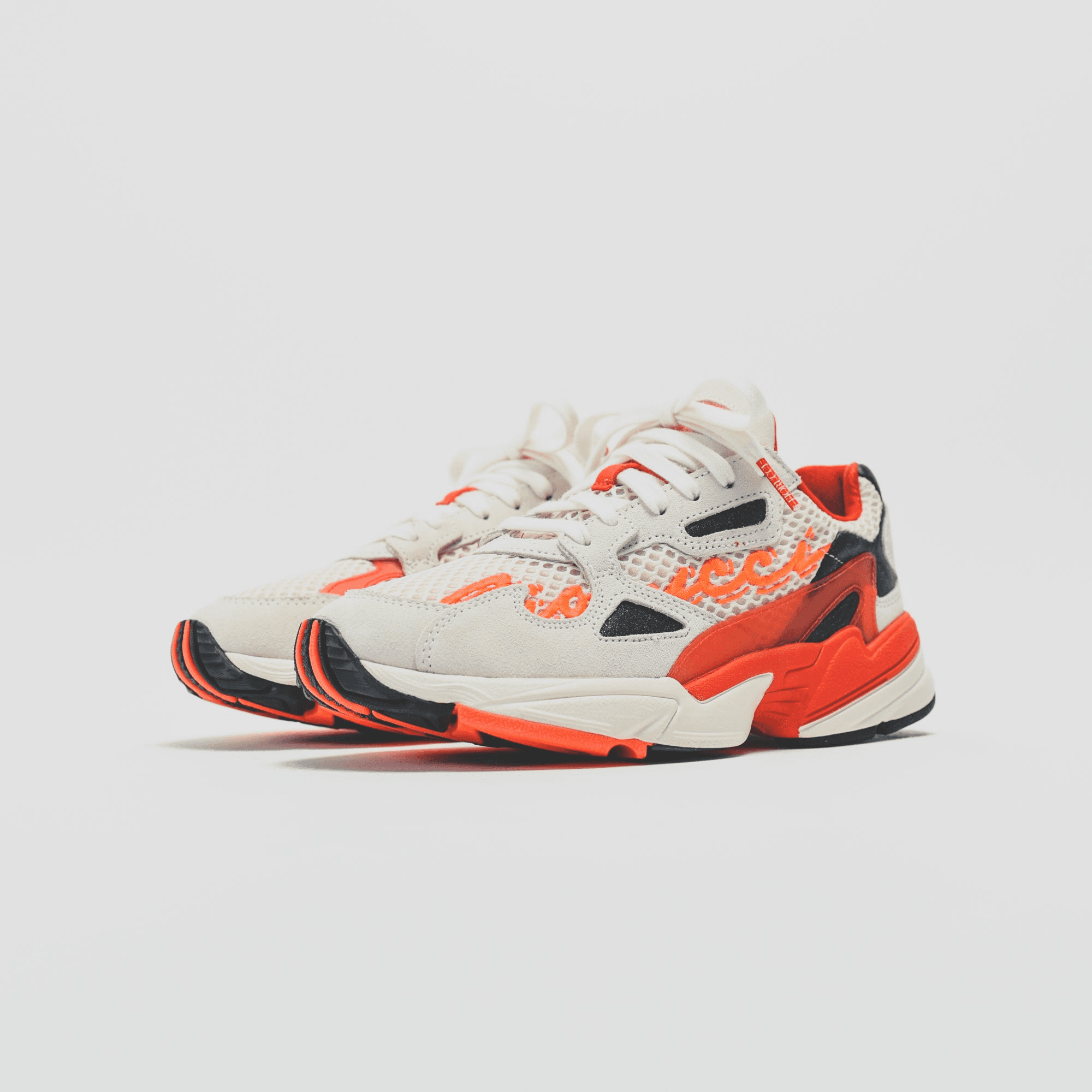 adidas Consortium x Fiorucci WMNS Falcon - Off White / Red / Neon Solar Orange — Image 5