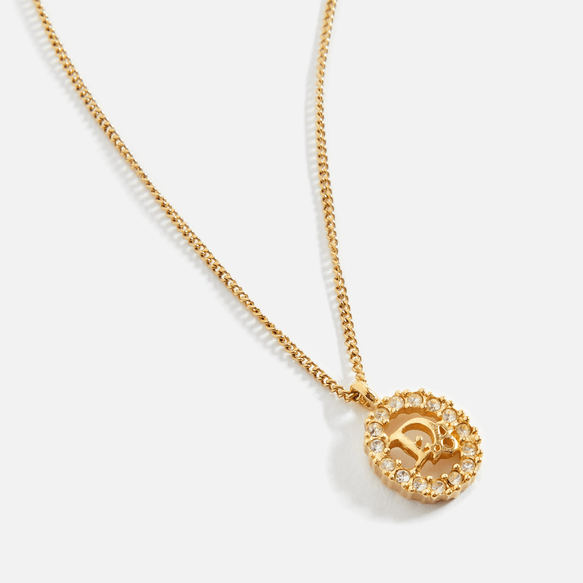 WGACA Dior Crystal CD Oval Necklace - Gold — Image 2