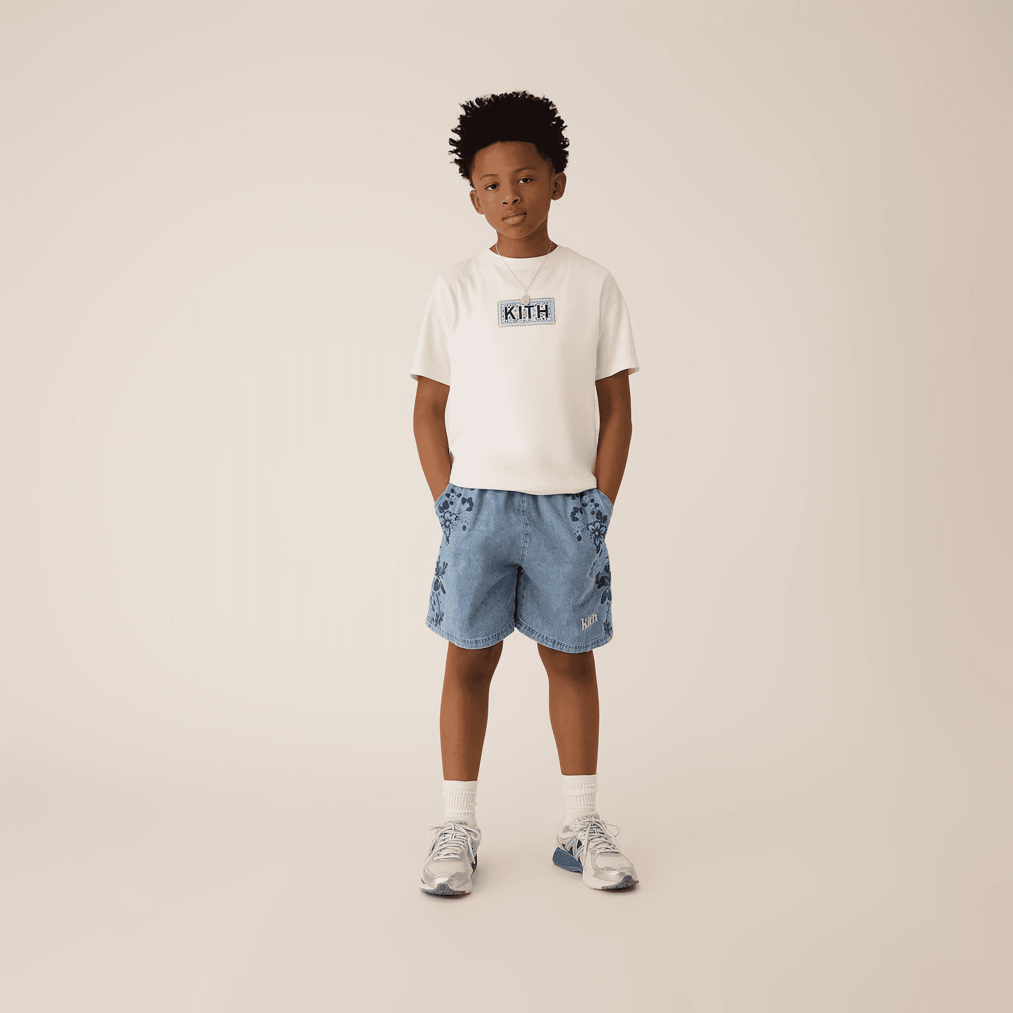Kith Kids Floral Paisley Chambray Apollo Short - Kent Light Wash — Image 6