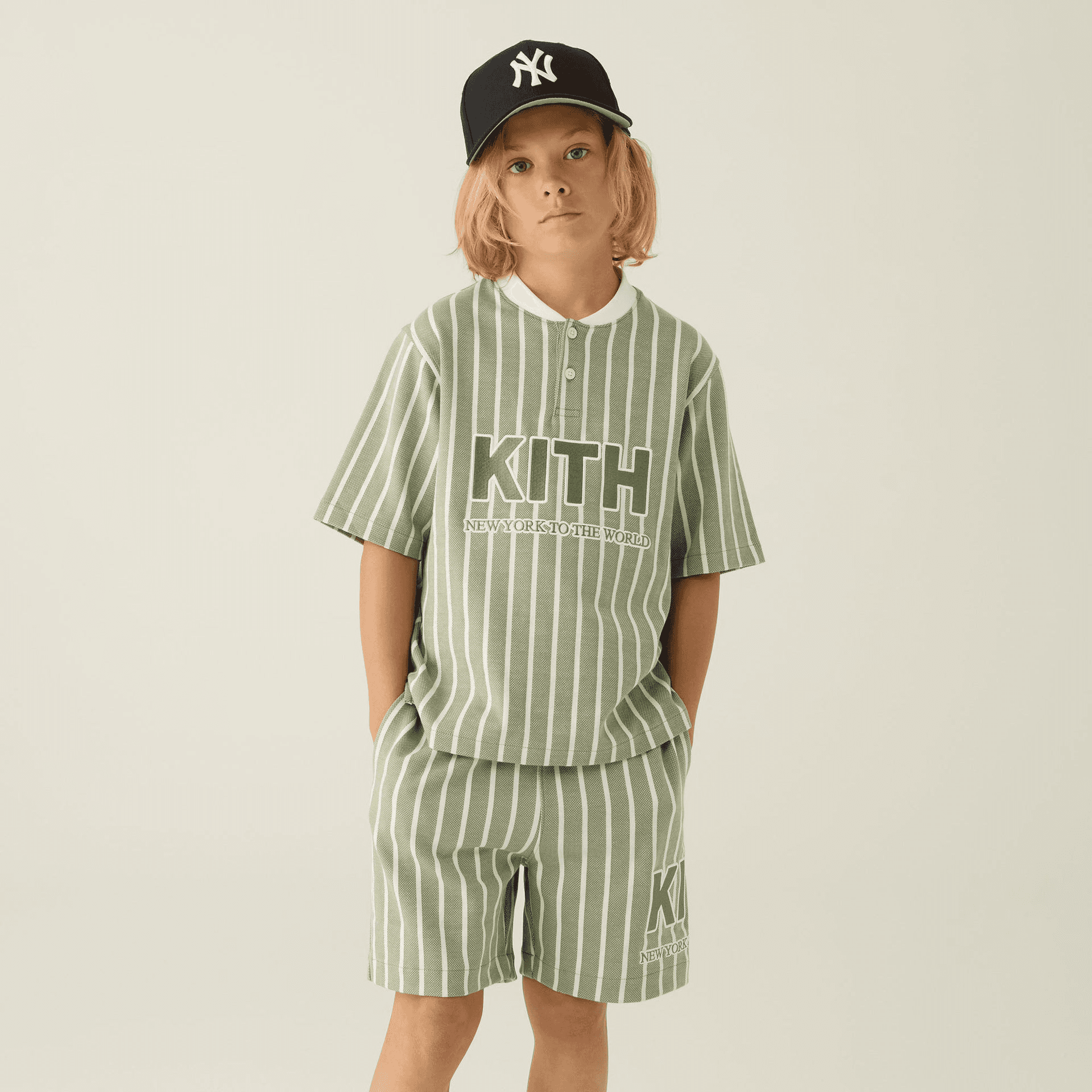 Kith Kids Birdseye Pearson Henley Pullover - Spear — Image 4