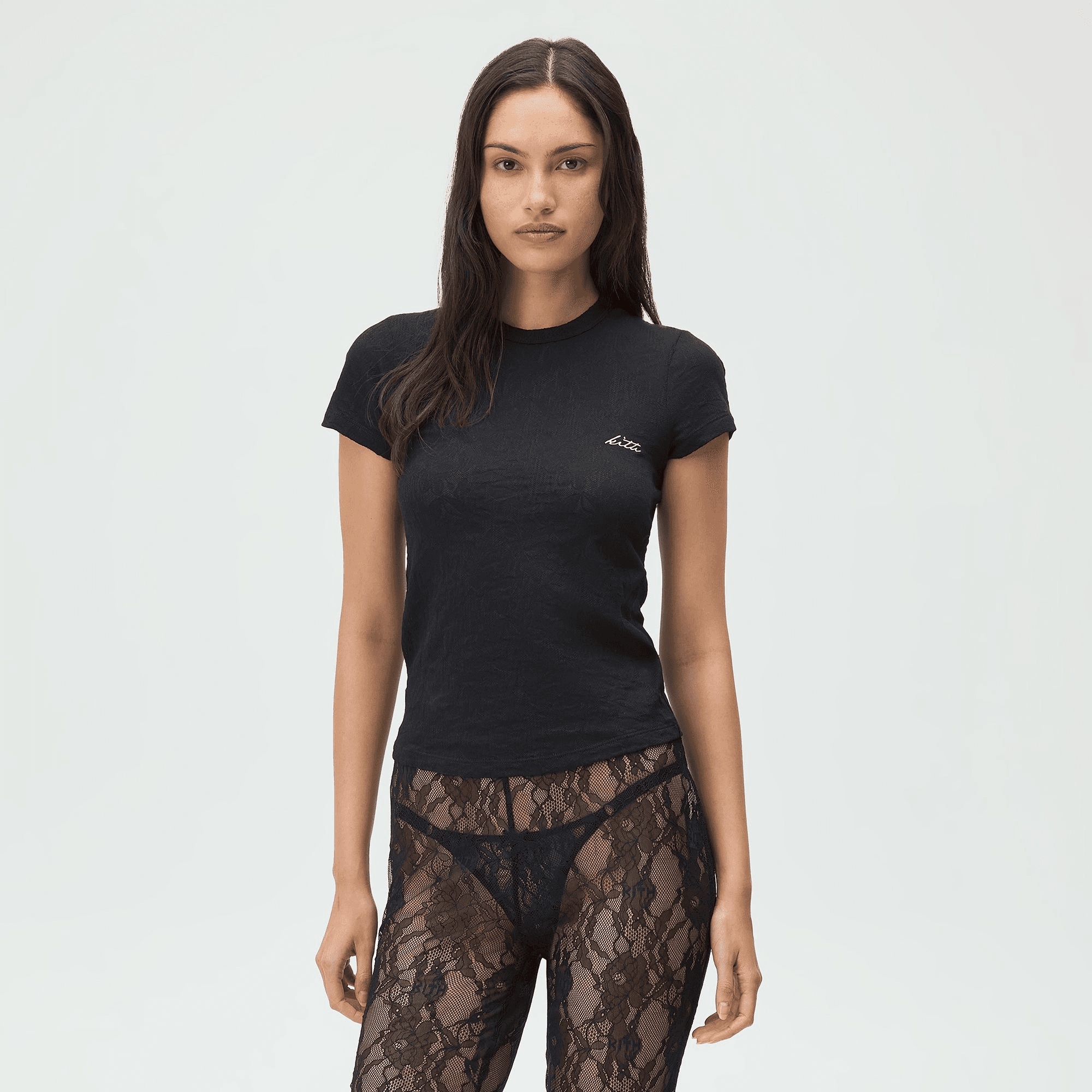 Lisa for Kith Women Sage Shrunken Lace Tee - Black — Image 4