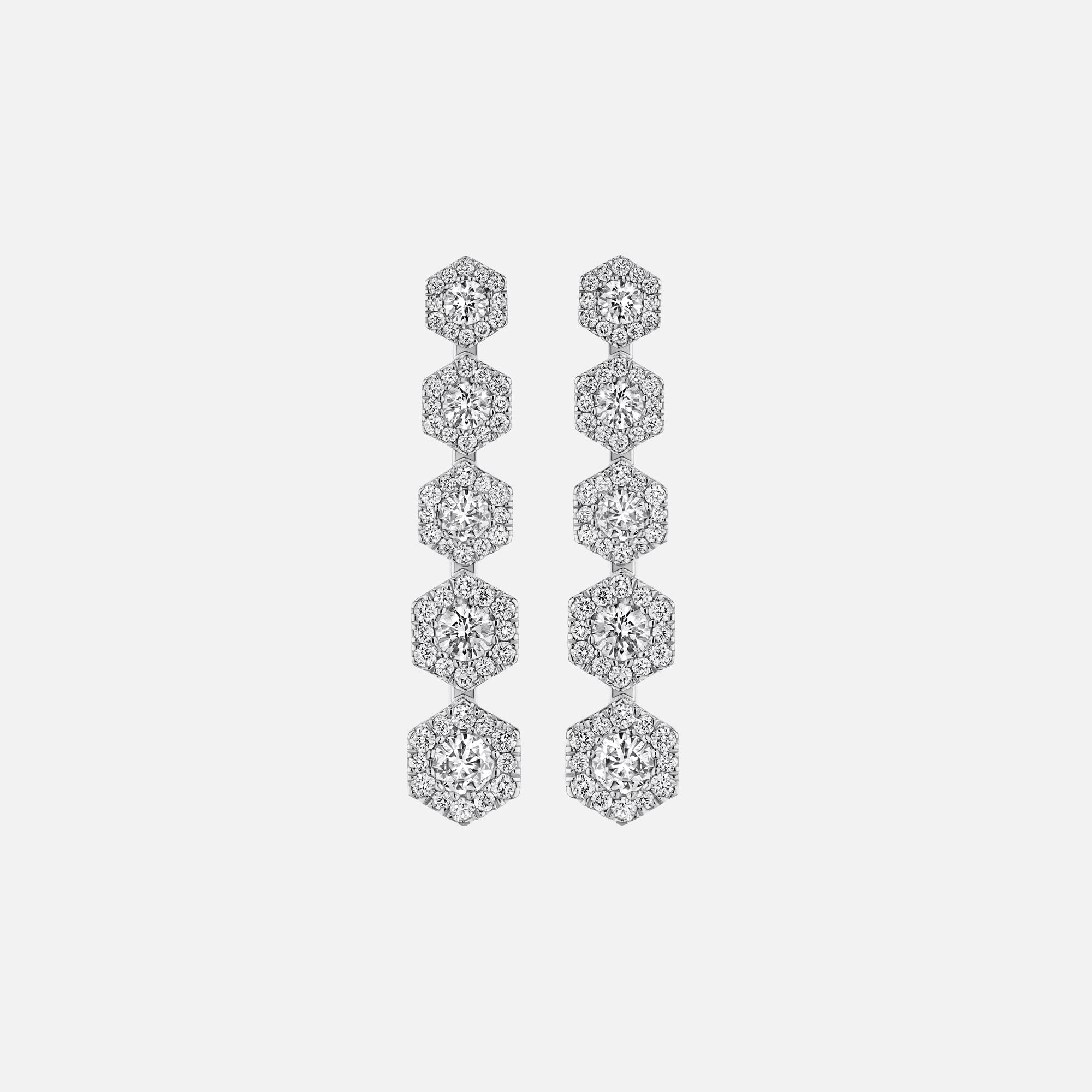 VL Cepher Lierne Long Cascading Diamond Earrings - White Gold