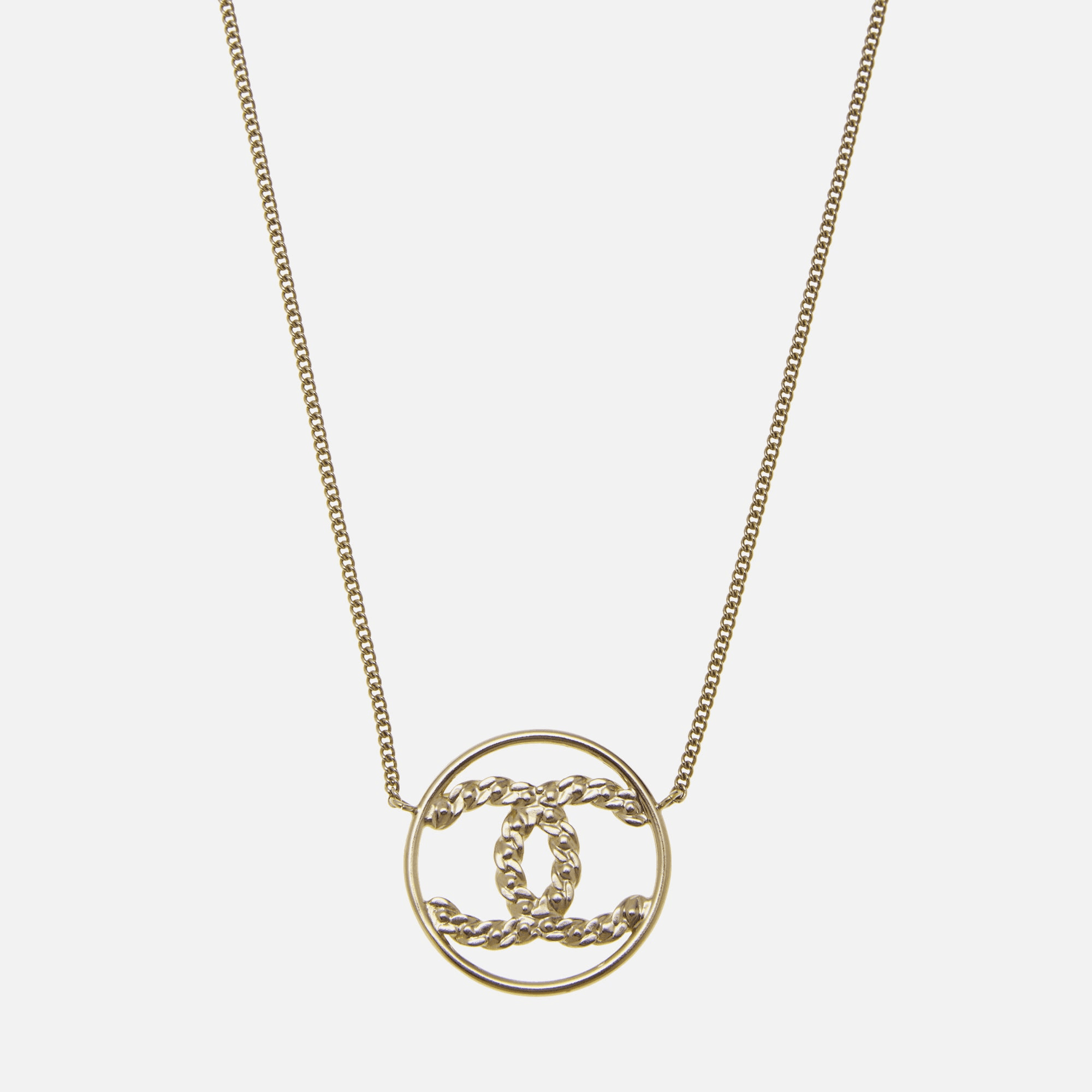 WGACA Chanel Gold Crystal CC In Circle Necklace - Gold / Crystal — Image 2