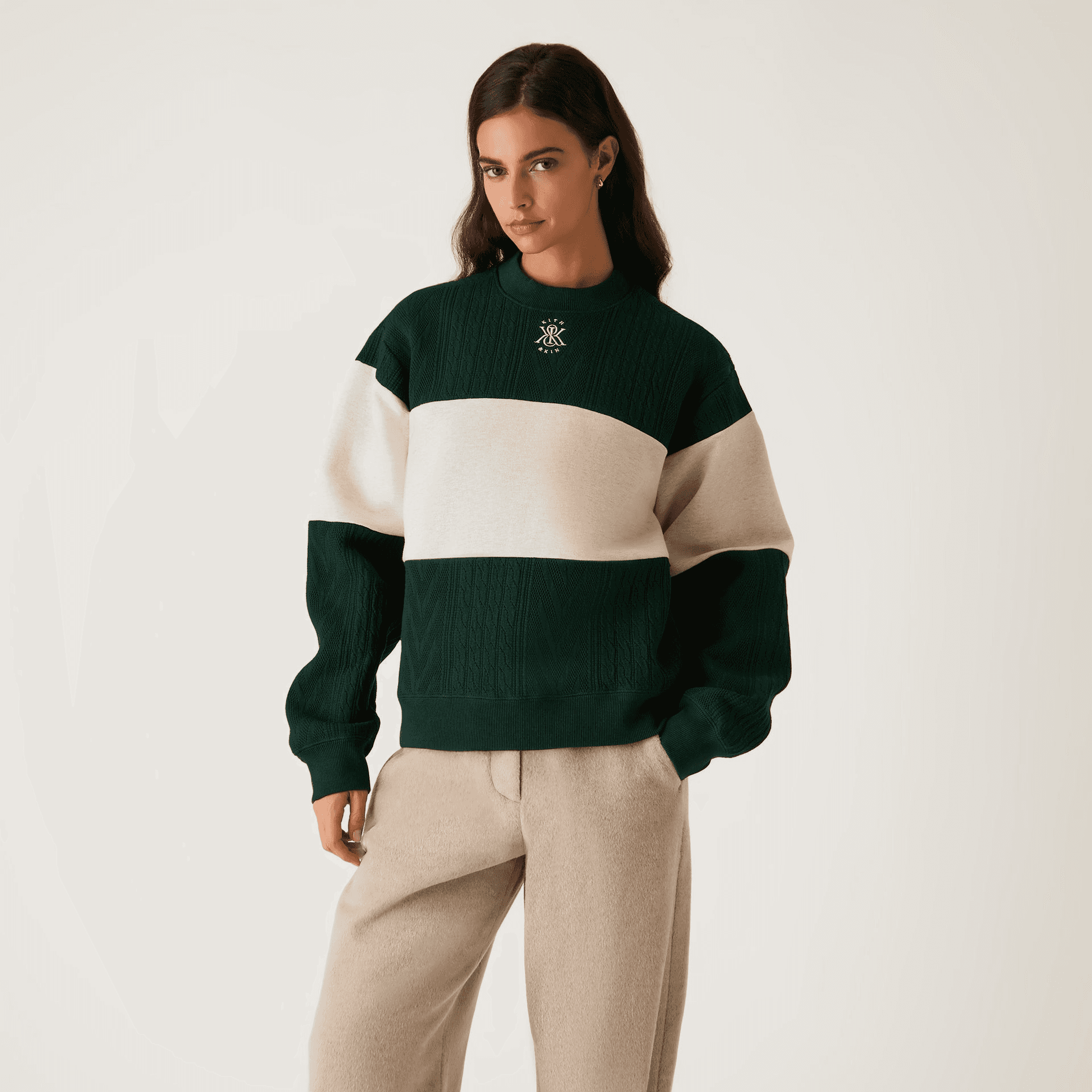 Kith Women Ashwin Cable Panelled Crewneck - Stadium — Image 6