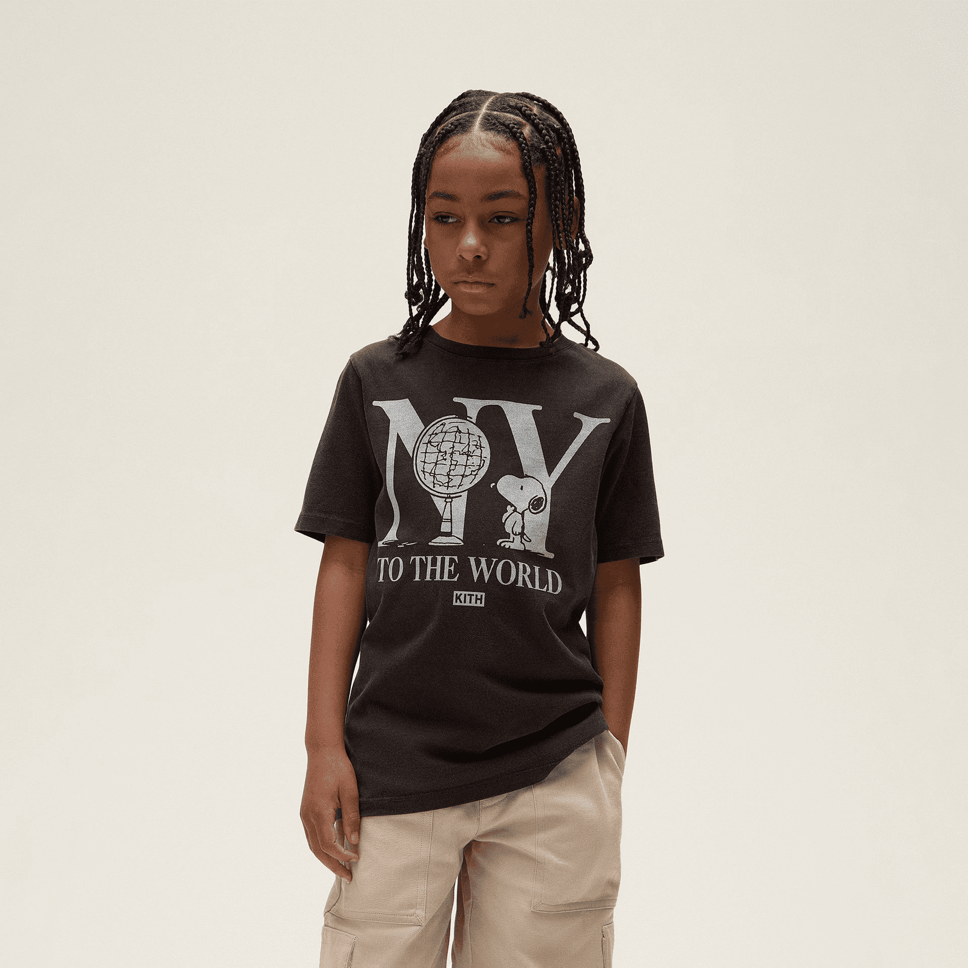 Kith Kids for Peanuts New York To The World Vintage Tee - Black — Image 4