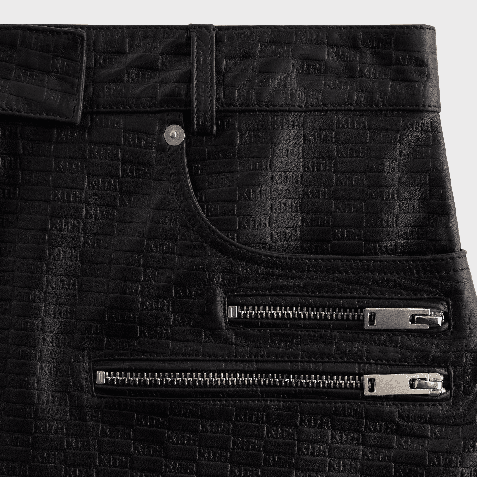 Lisa for Kith Women Nari Monogram Leather Mini Skirt - Black — Image 4