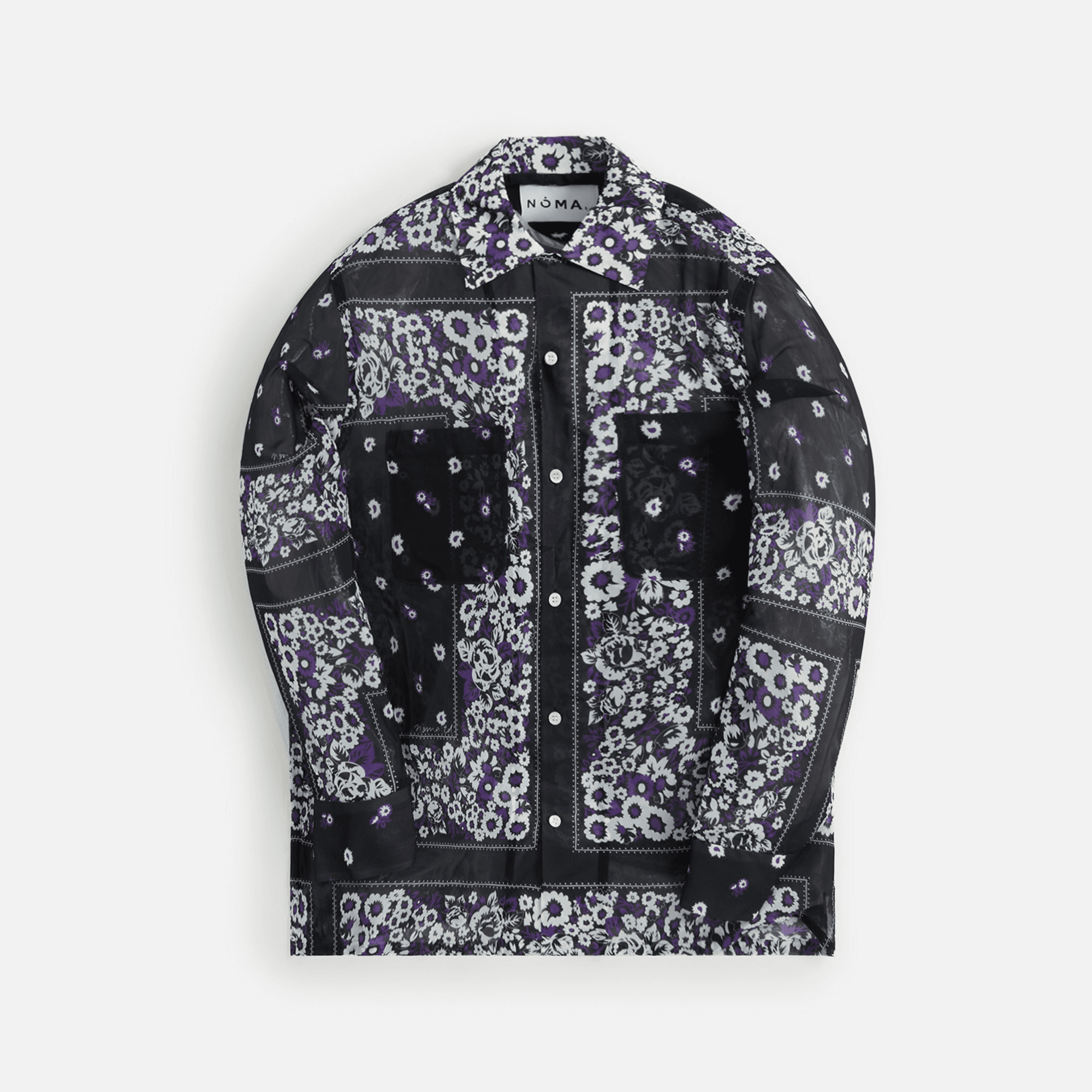 Noma Chiffon Open Collar Shirt - Draw Your Garden Black - Image 1
