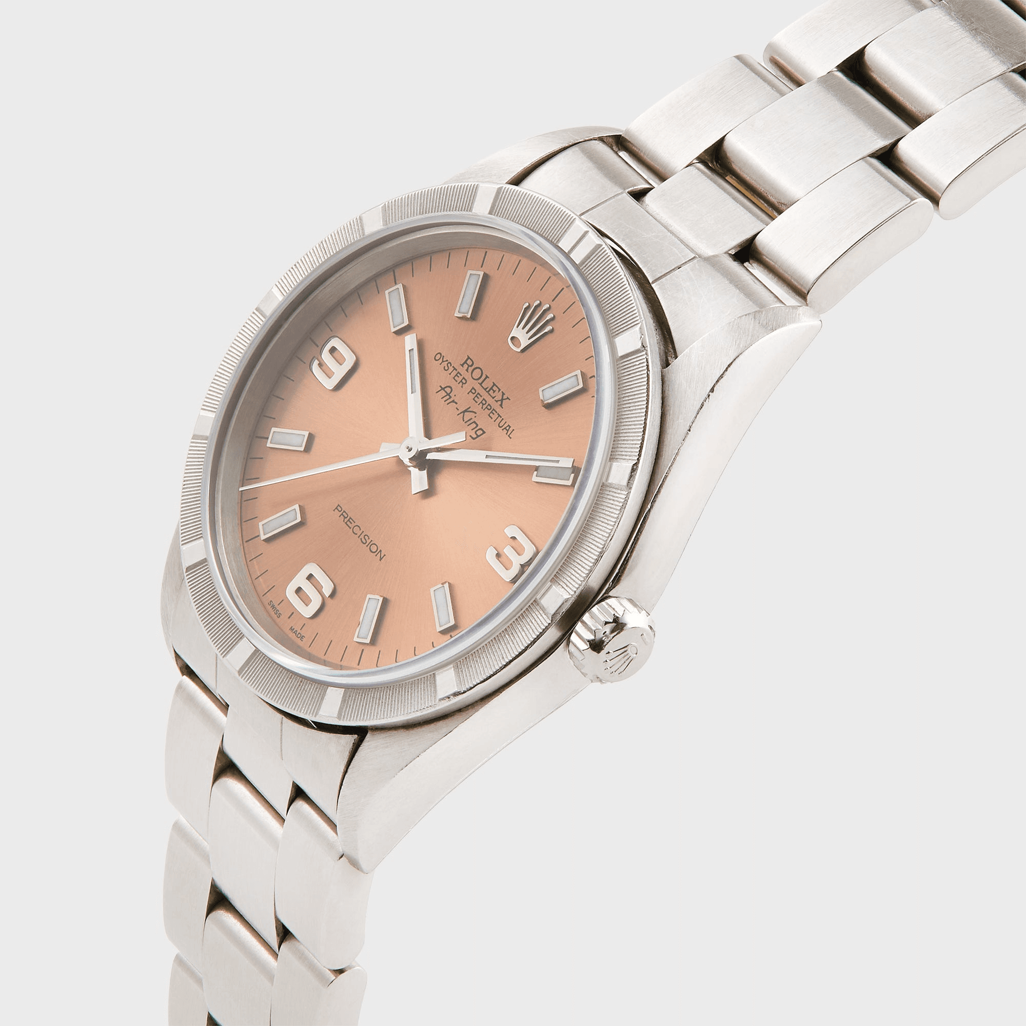 Wind Vintage Rolex Air-King Reference 14010 Pink Dial Unpolished - Pink — Image 3