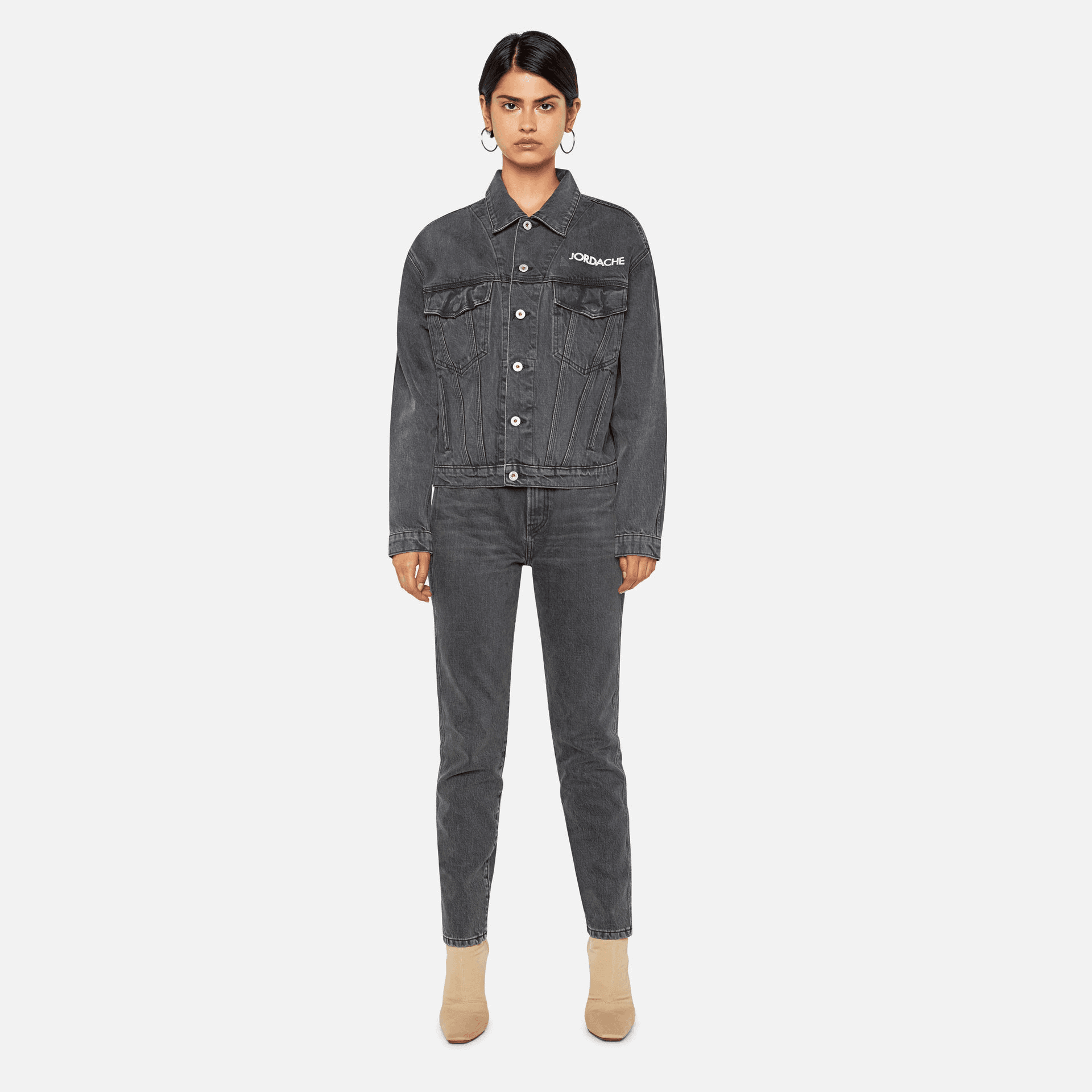 Jordache Vintage Denim Jacket w/ 3M Lettering -  Black — Image 3