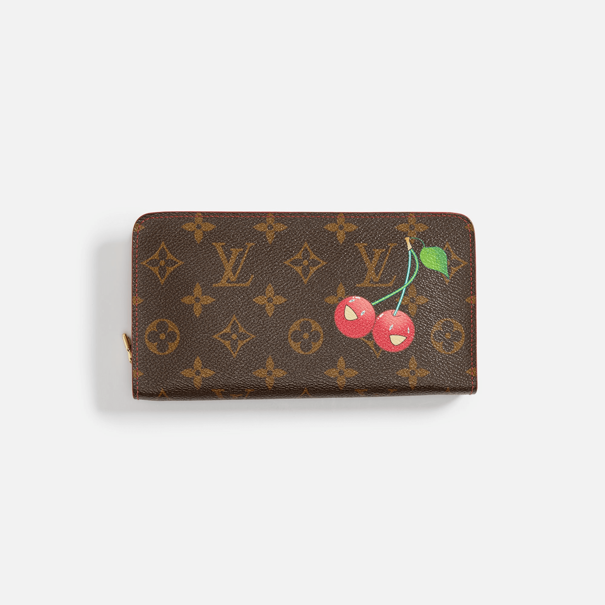 WGACA Louis Vuitton Murakami Cherry Porte Monnaie Zippy Wallet - Brown