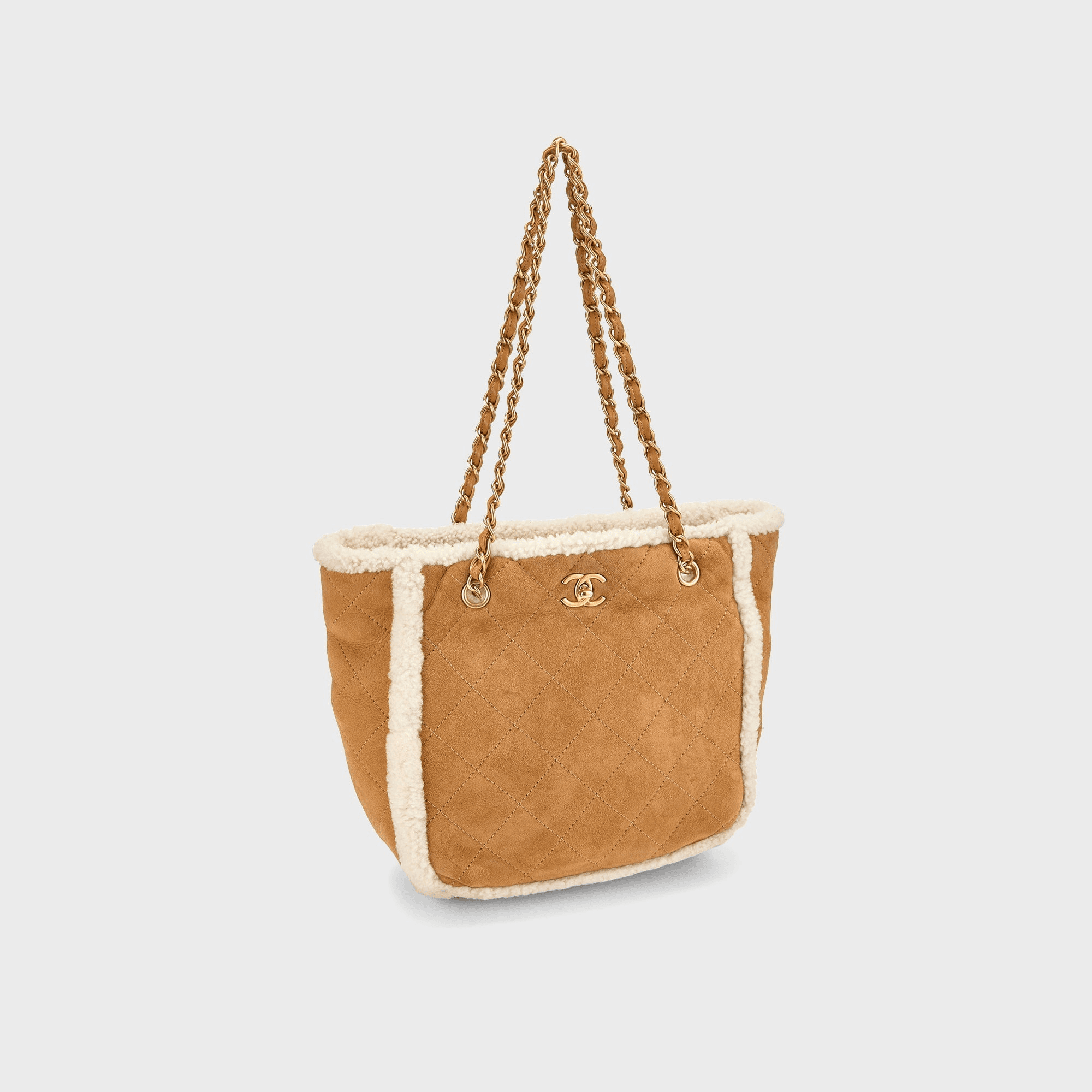 WGACA Chanel Shearling Coco Neige Shopping Tote Small - Brown — Image 2