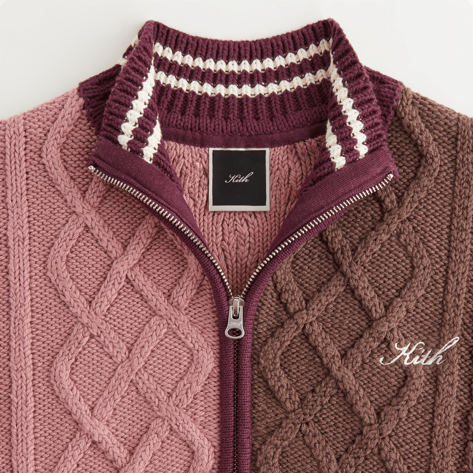 Kith Women Wyler Blocked Full Zip Sweater - Pink Opal — Image 5