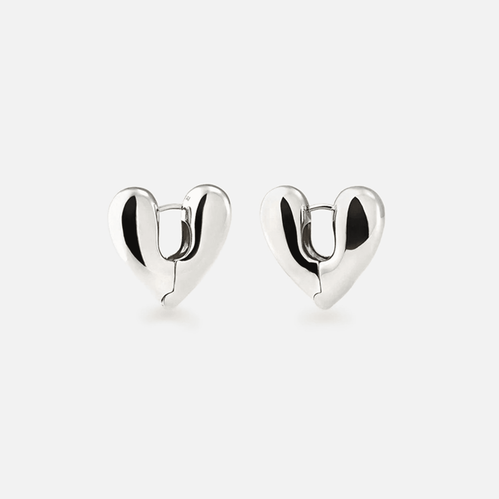 Annika Inez Large Heart Hoops - Silver - Image 1