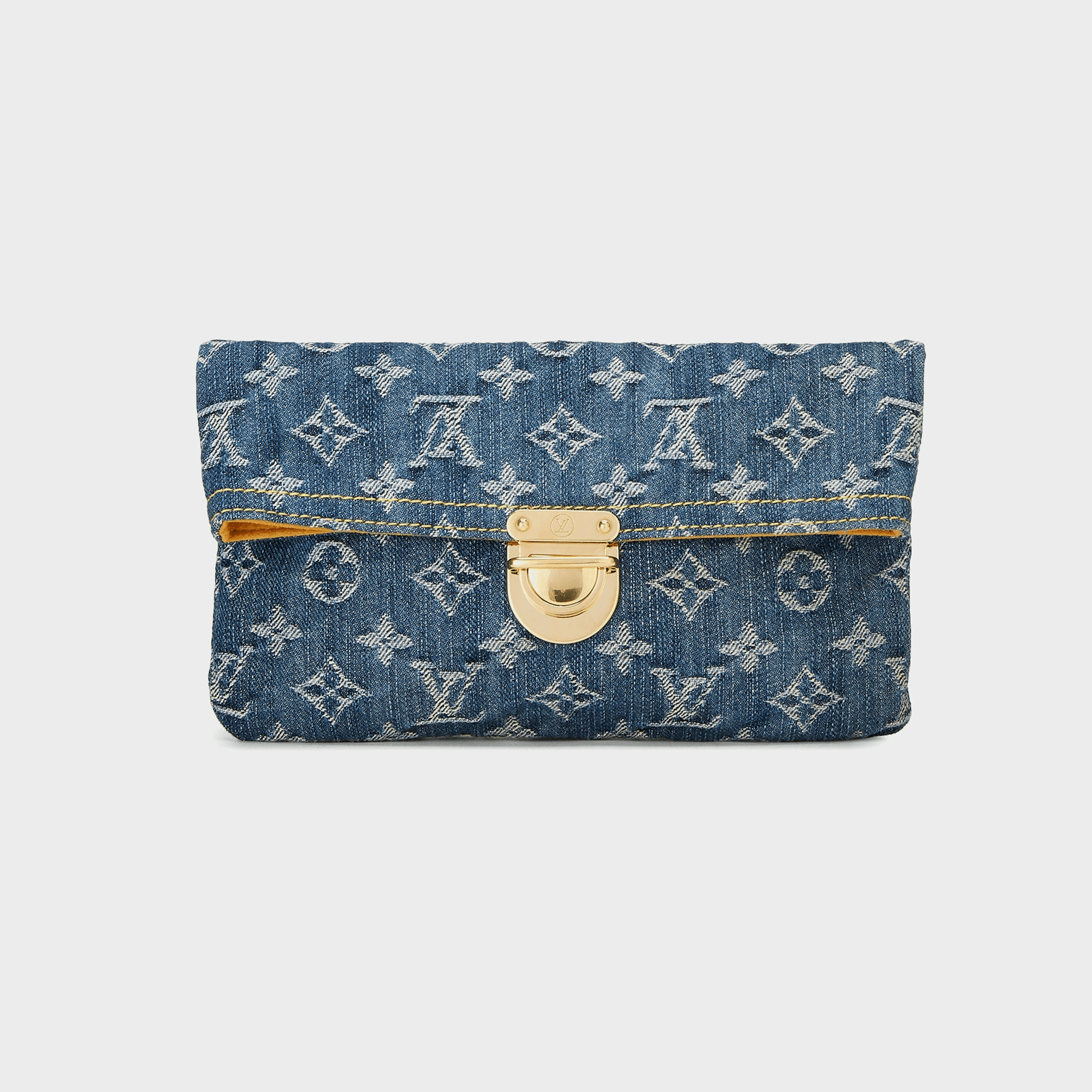 WGACA Louis Vuitton Denim Pochette Plate Clutch - Blue