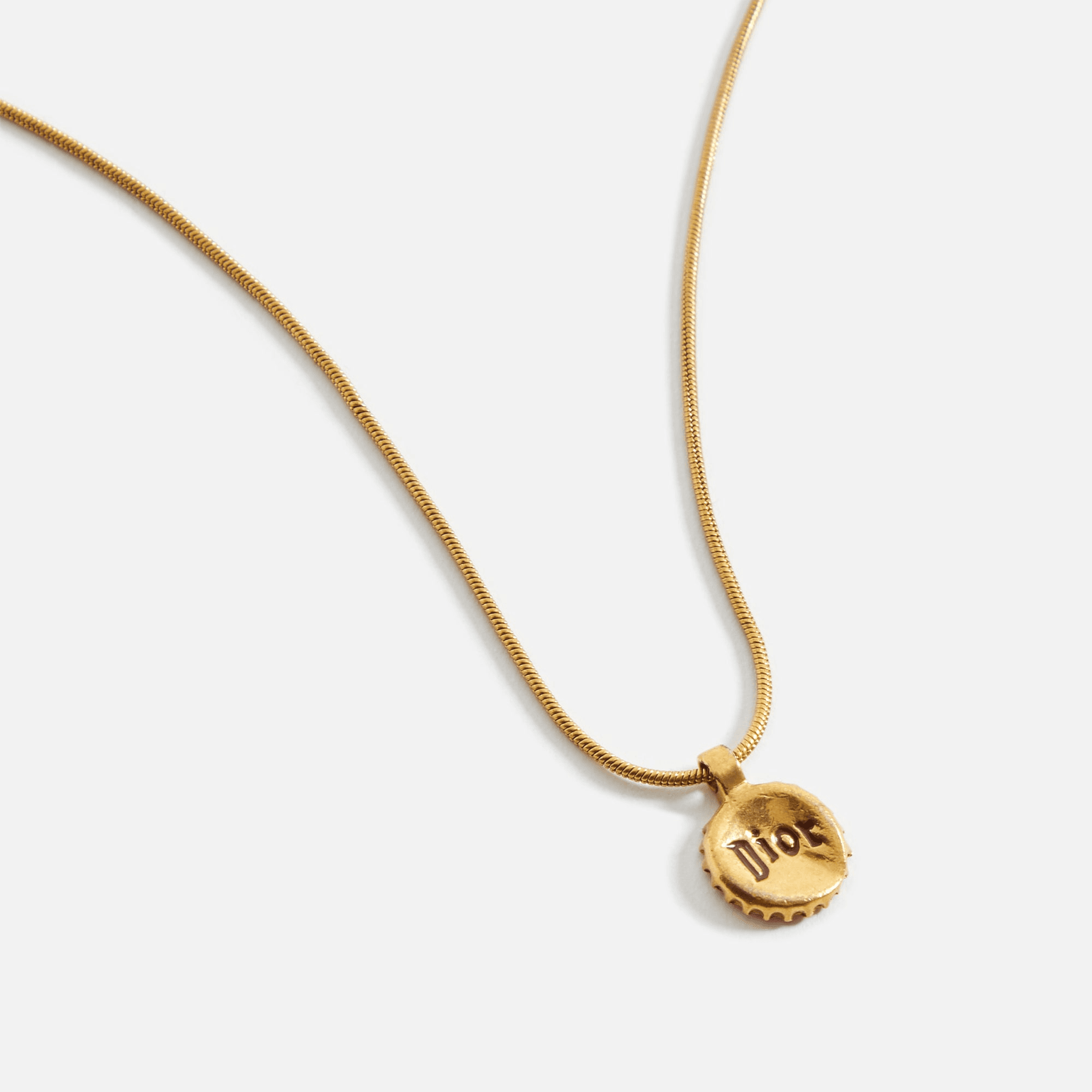 WGACA Dior Logo Medallion Necklace - Gold — Image 2