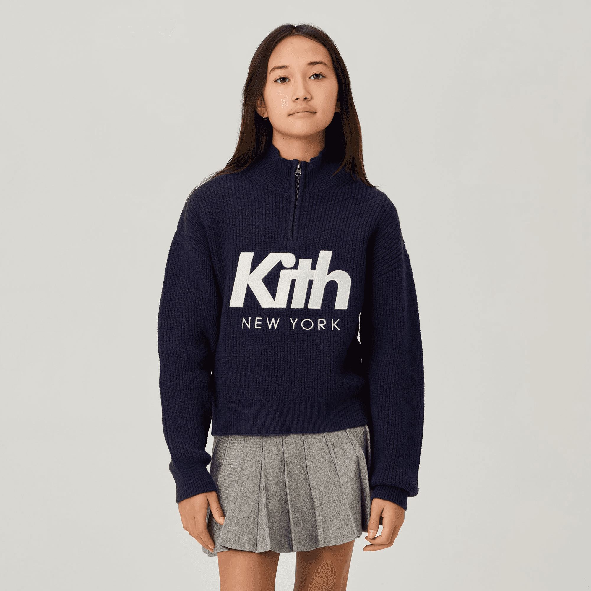 Kith Kids Sweater Rib Hunter Quarter Zip - Nocturnal — Image 5