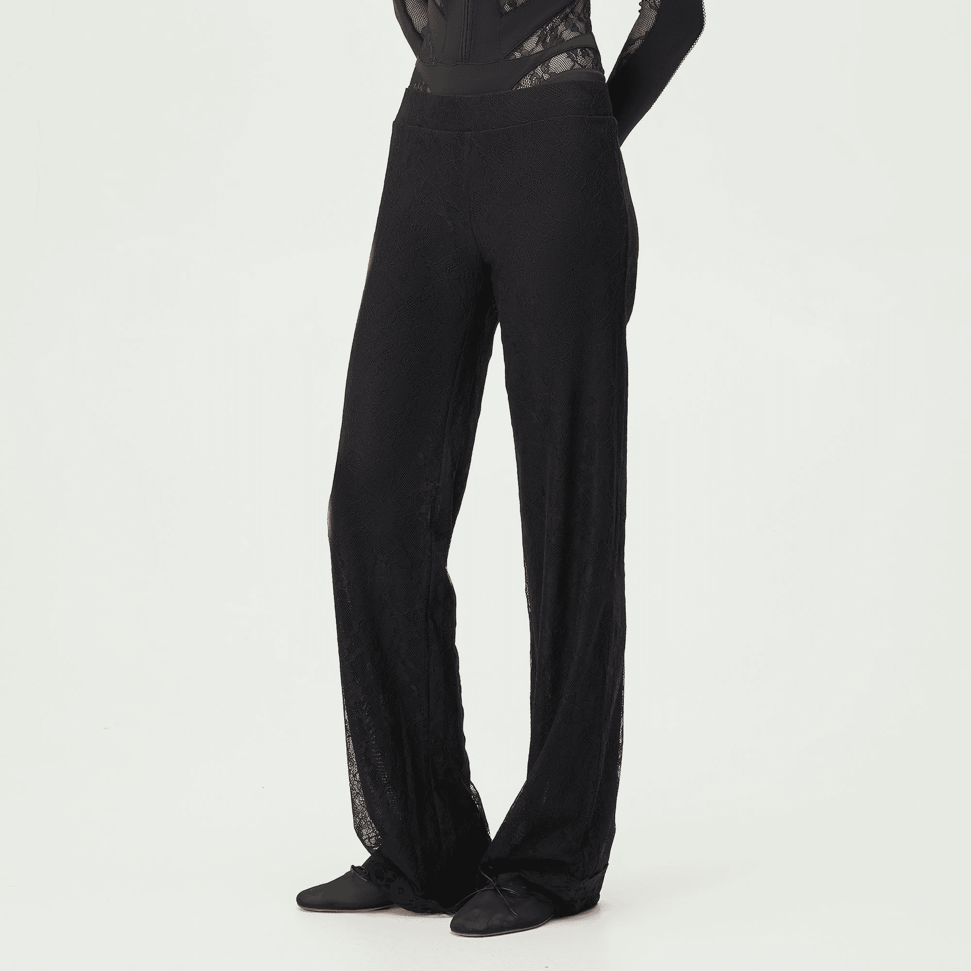 Lisa for Kith Women Elise Lace Low Rise Pant - Black — Image 4