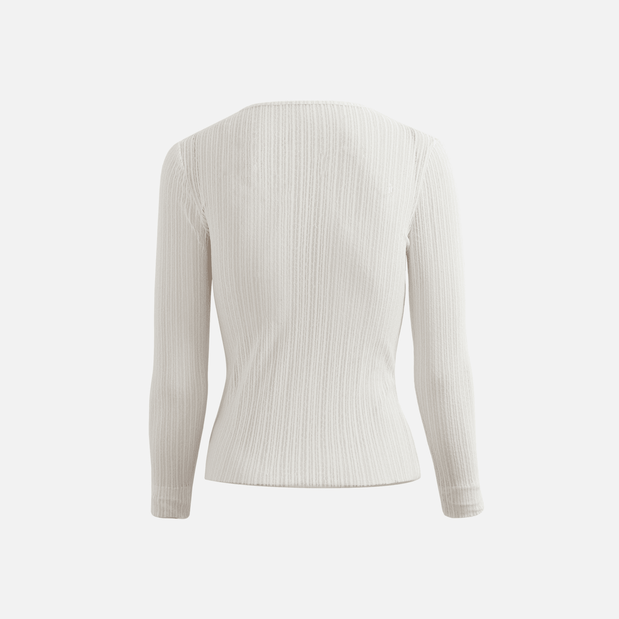 Second Skin Ribbed Crew Neck Long Sleeve - Eggshell — Image 2